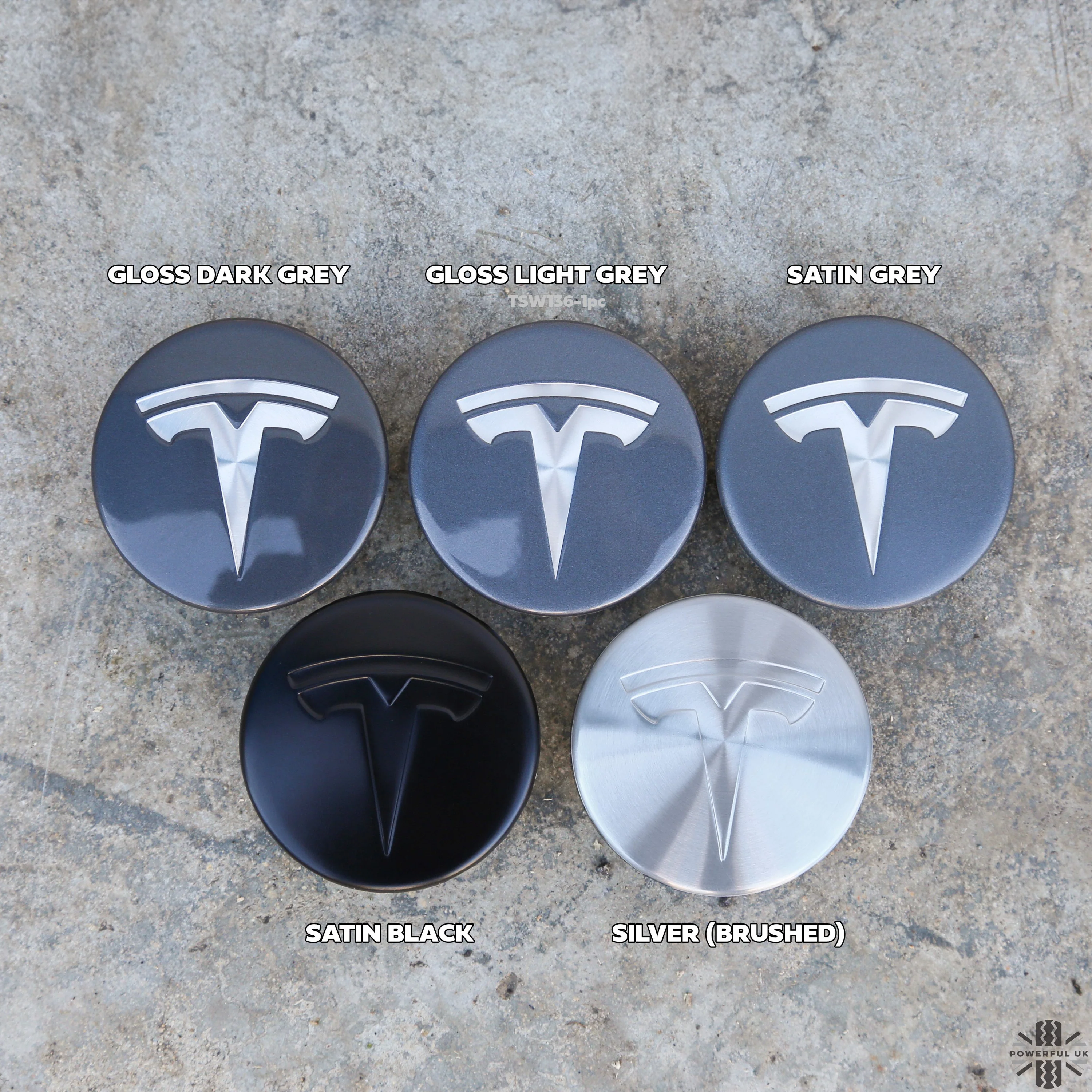 1x Gloss Light Grey & Silver Logo Wheel Centre Cap for Tesla - Image 6