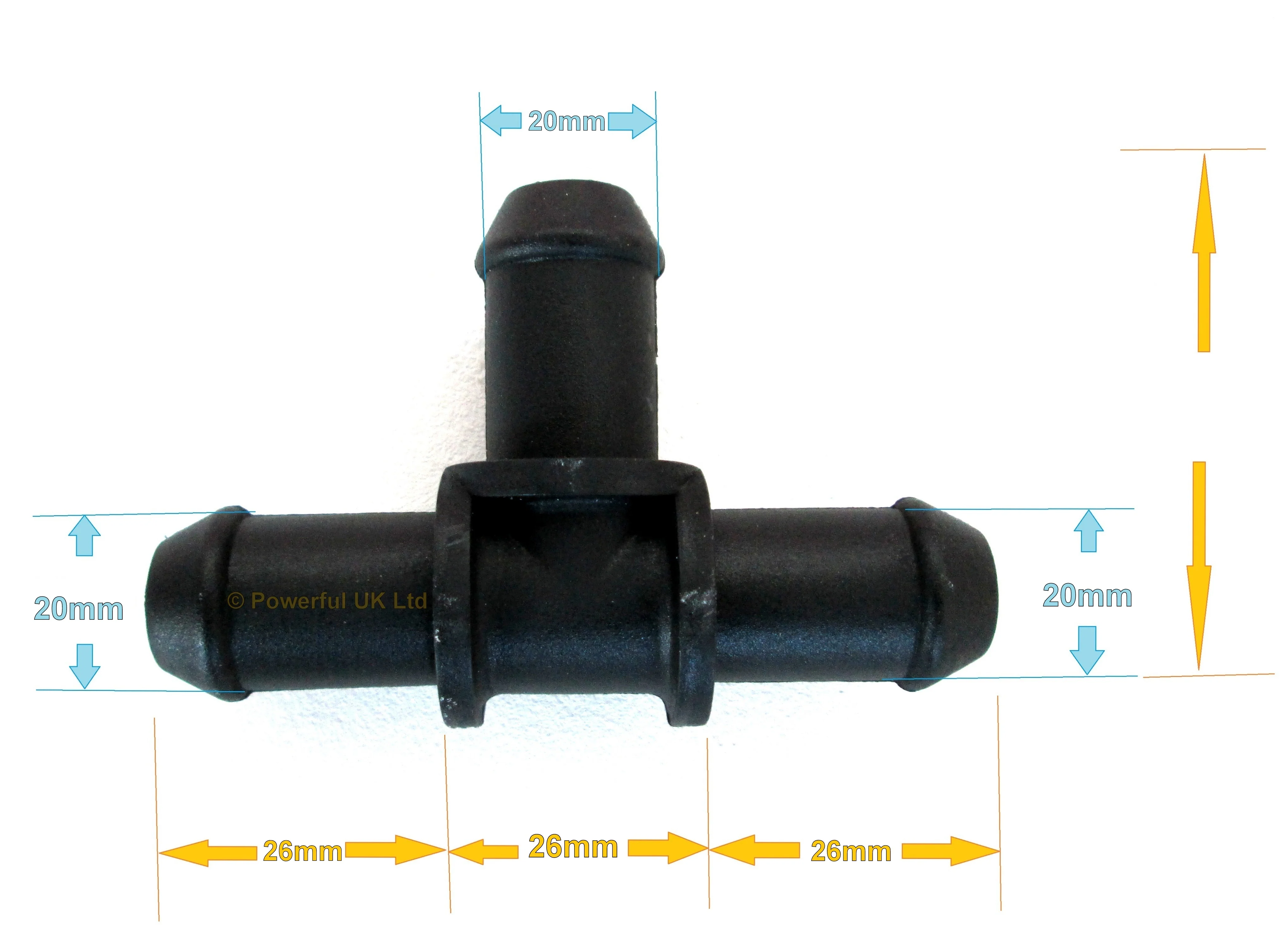 20mm Equal T Hose Connector - Image 3