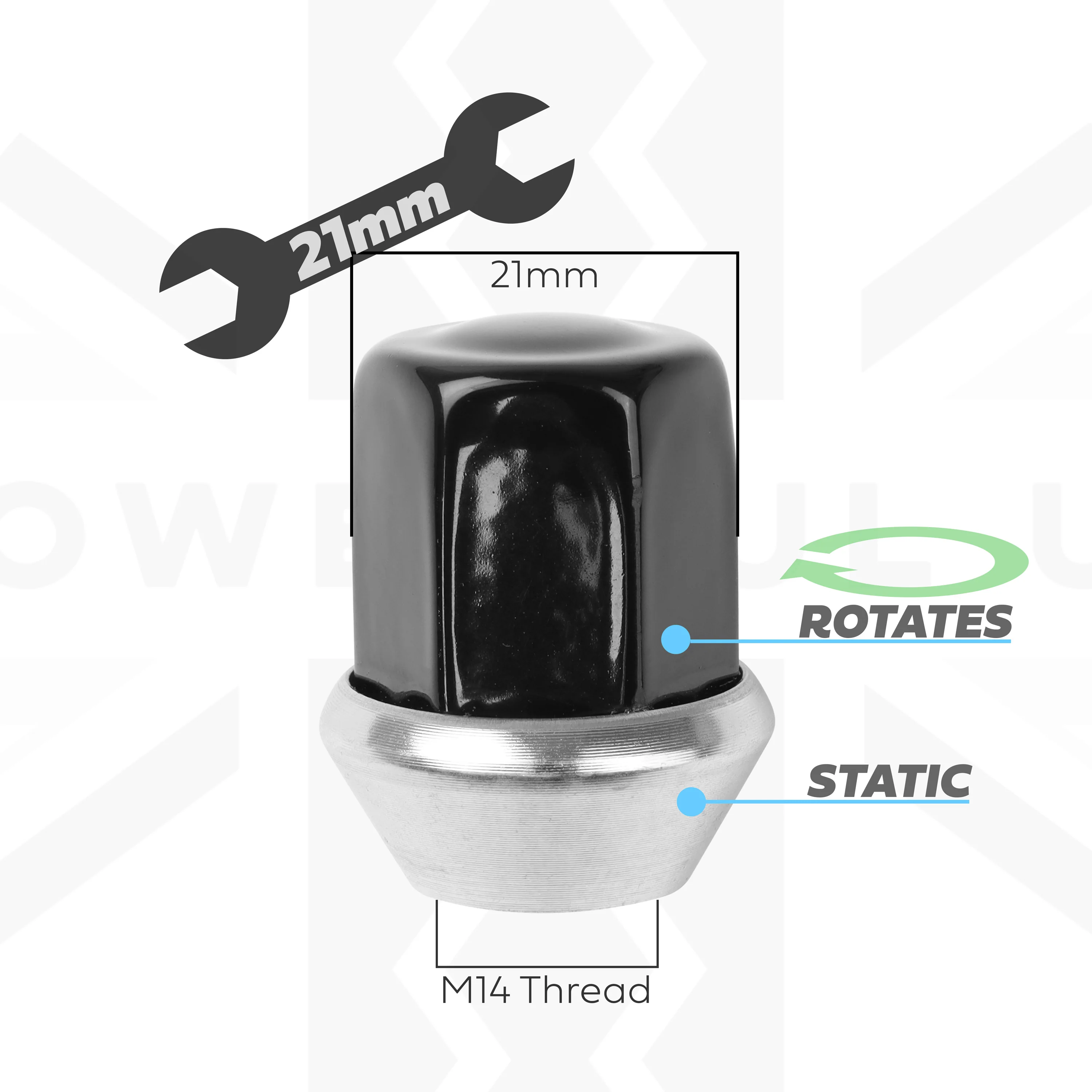 20x Black Alloy Wheel Nuts for Land Rover Discovery Sport - Image 3