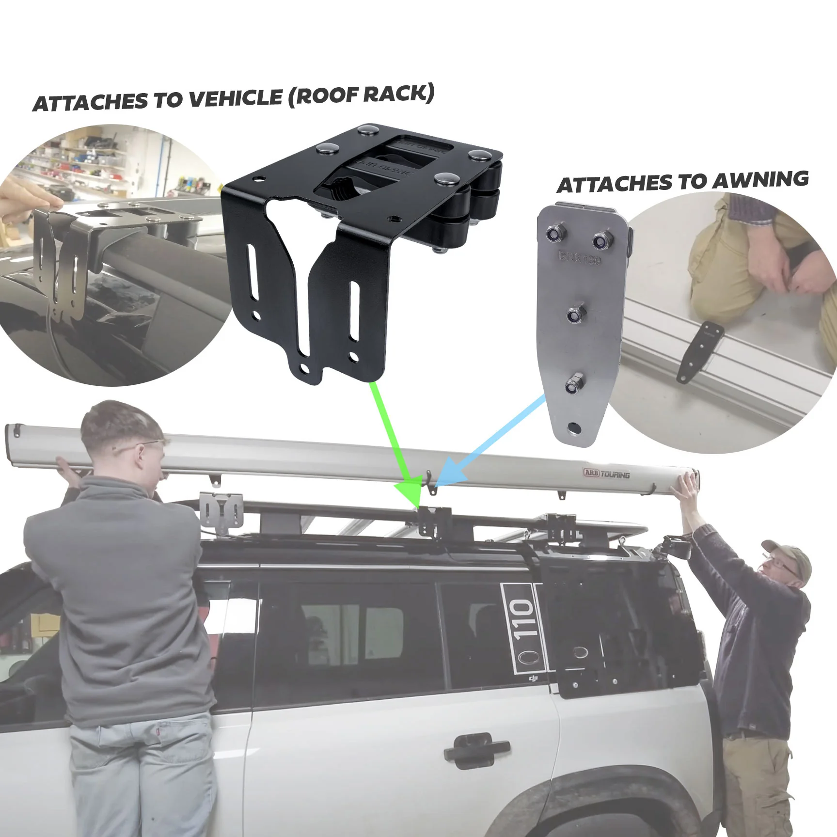 2pc Awning Quick Release Mount Kit for Land Rover Defender L663 - for ARB - Image 2