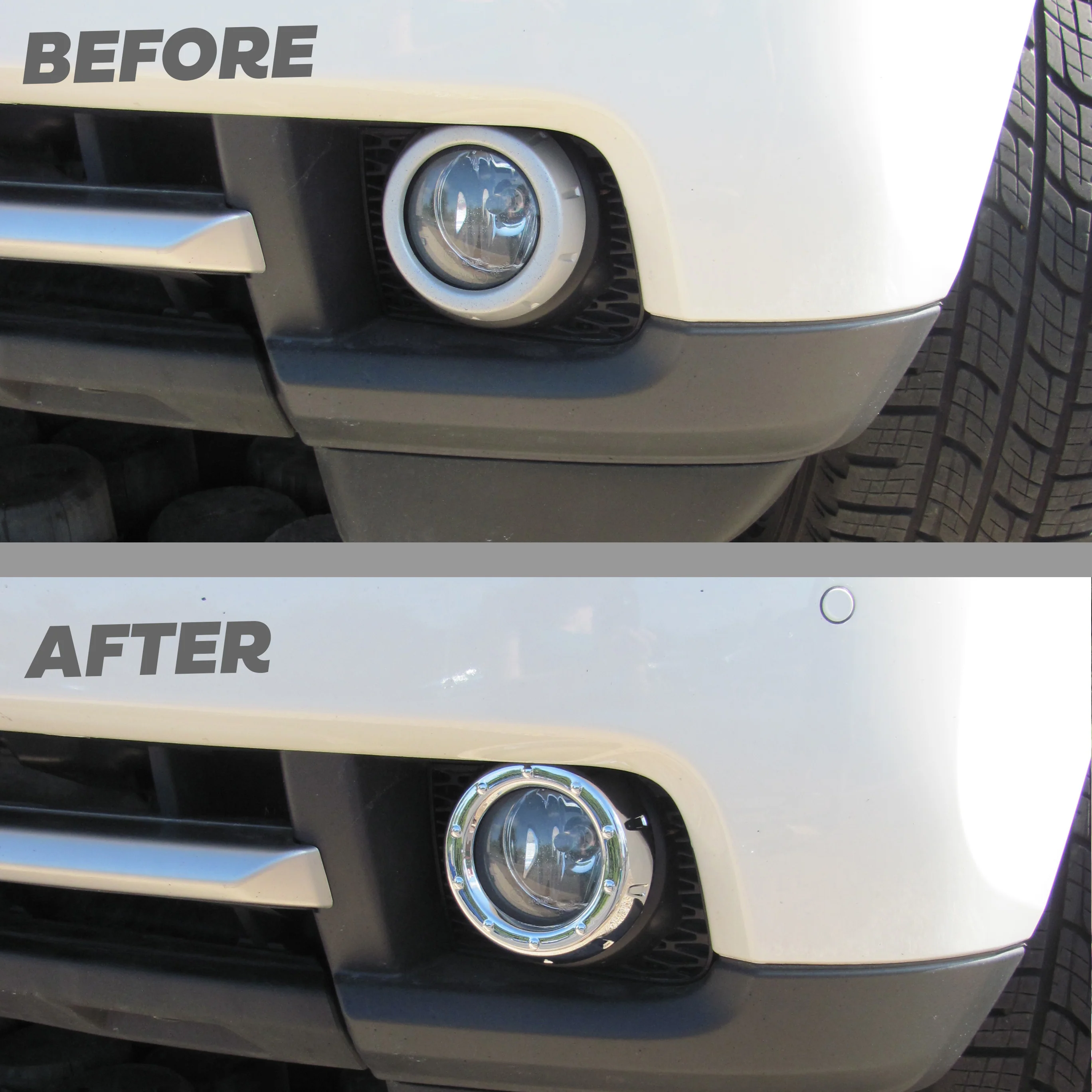 2x Foglight Bezel Covers for Range Rover L322 2010 - Chrome - Image 4