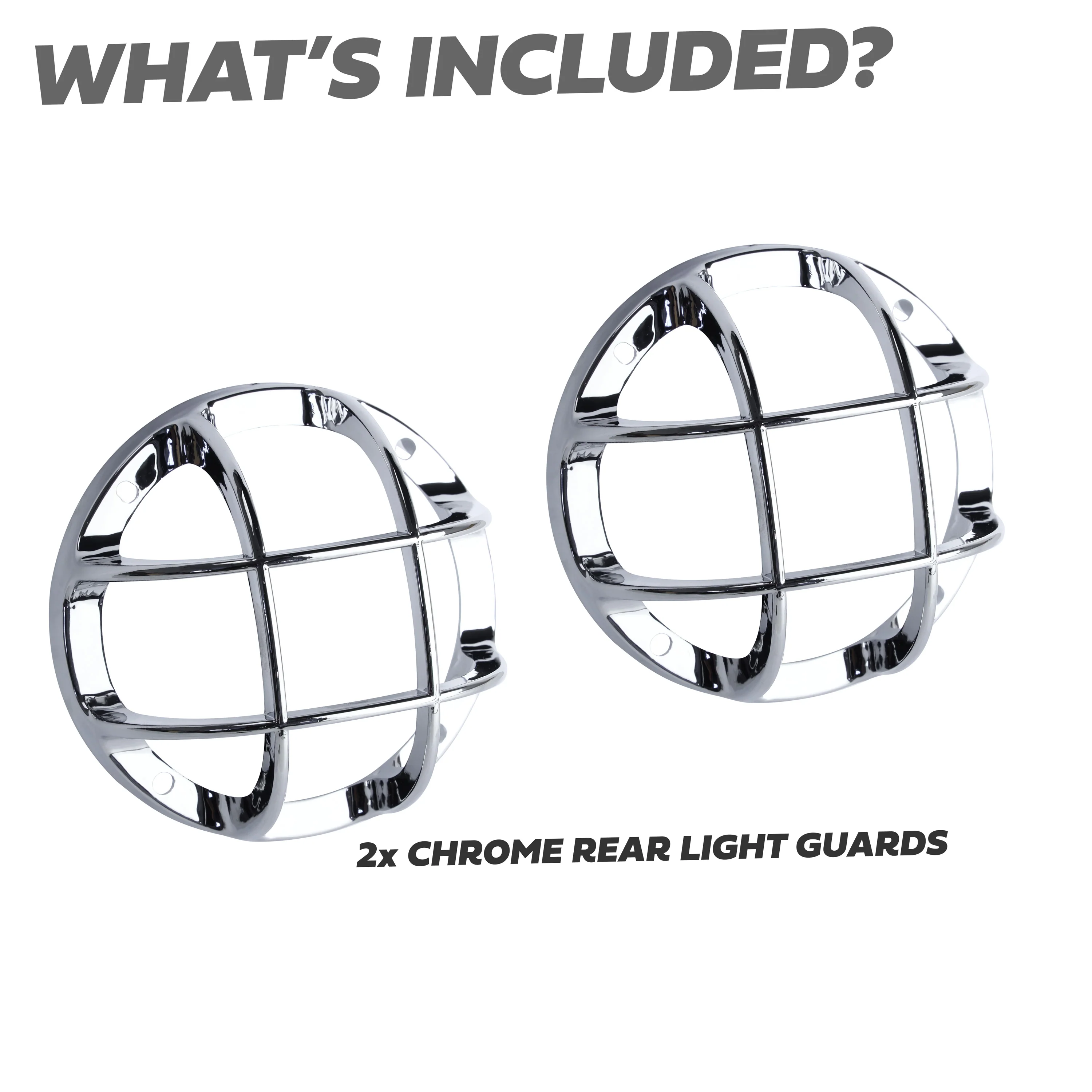 2x Rear Light Guards in Chrome for Land Rover Classic Defender - Image 3