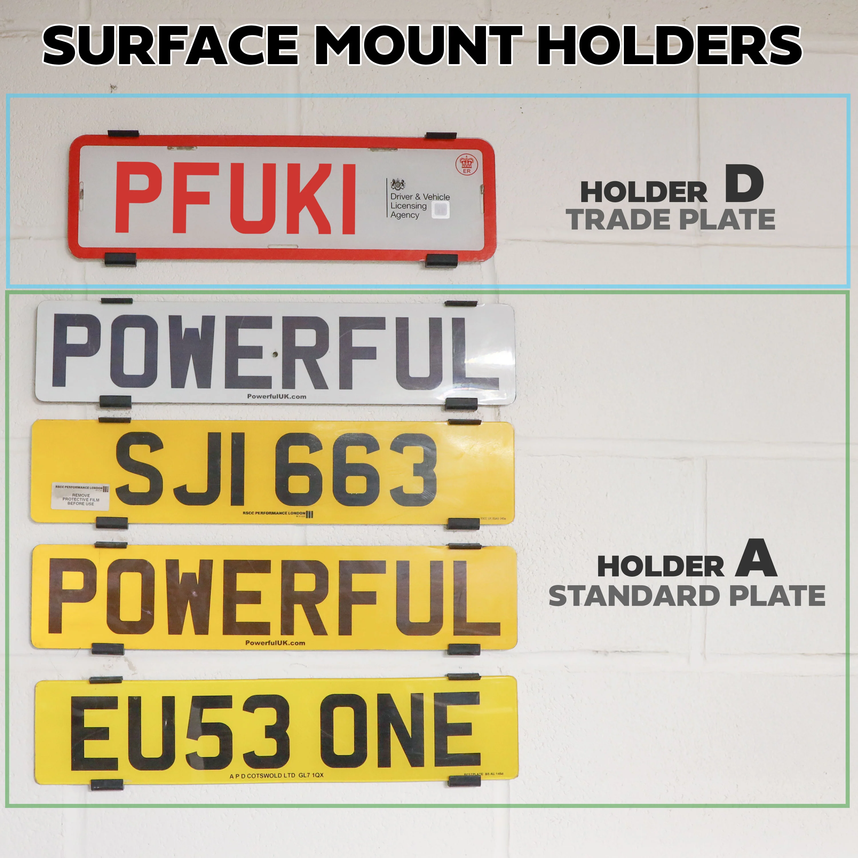 2x Surface Mount Number Plate Holders - Standard UK Plate - Image 10