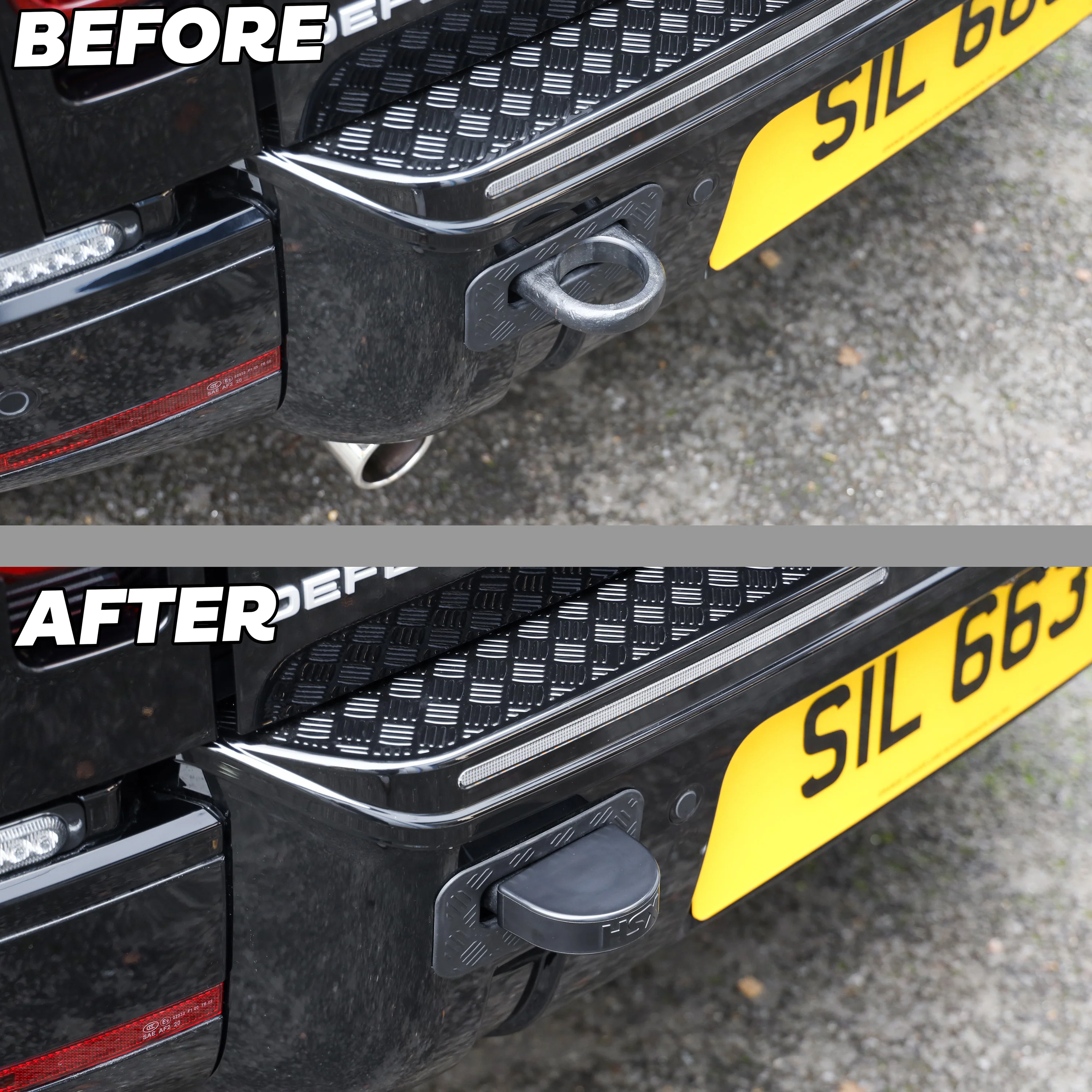 2x Tow Eye Bungs for Land Rover Defender L663 - Smooth Top - Matt Black - Image 7