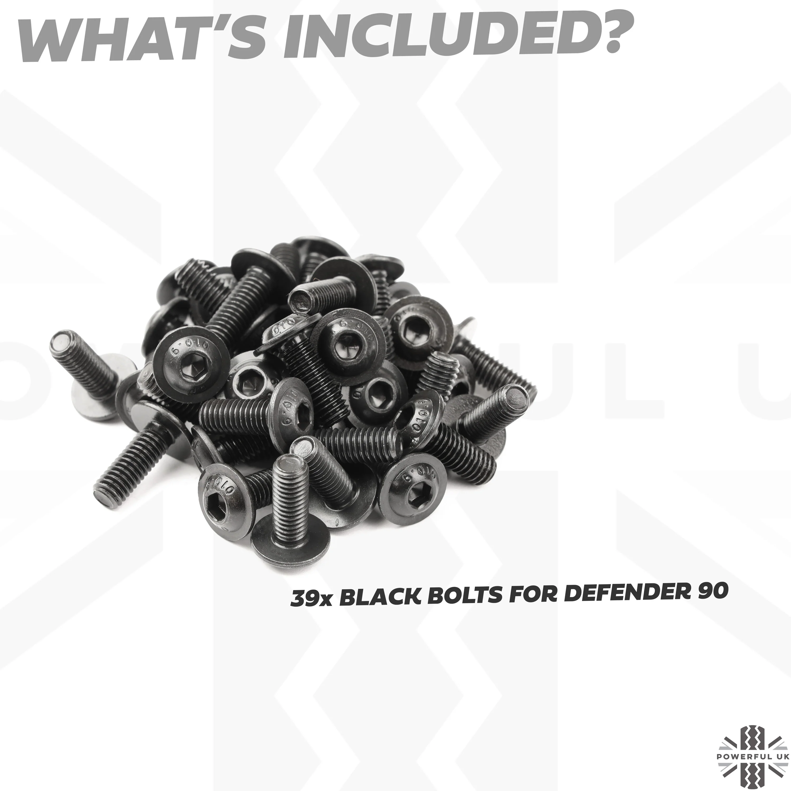 39pc Replacement Door Bolt Kit for Land Rover Defender L663 2 door (90) - Black - Image 3