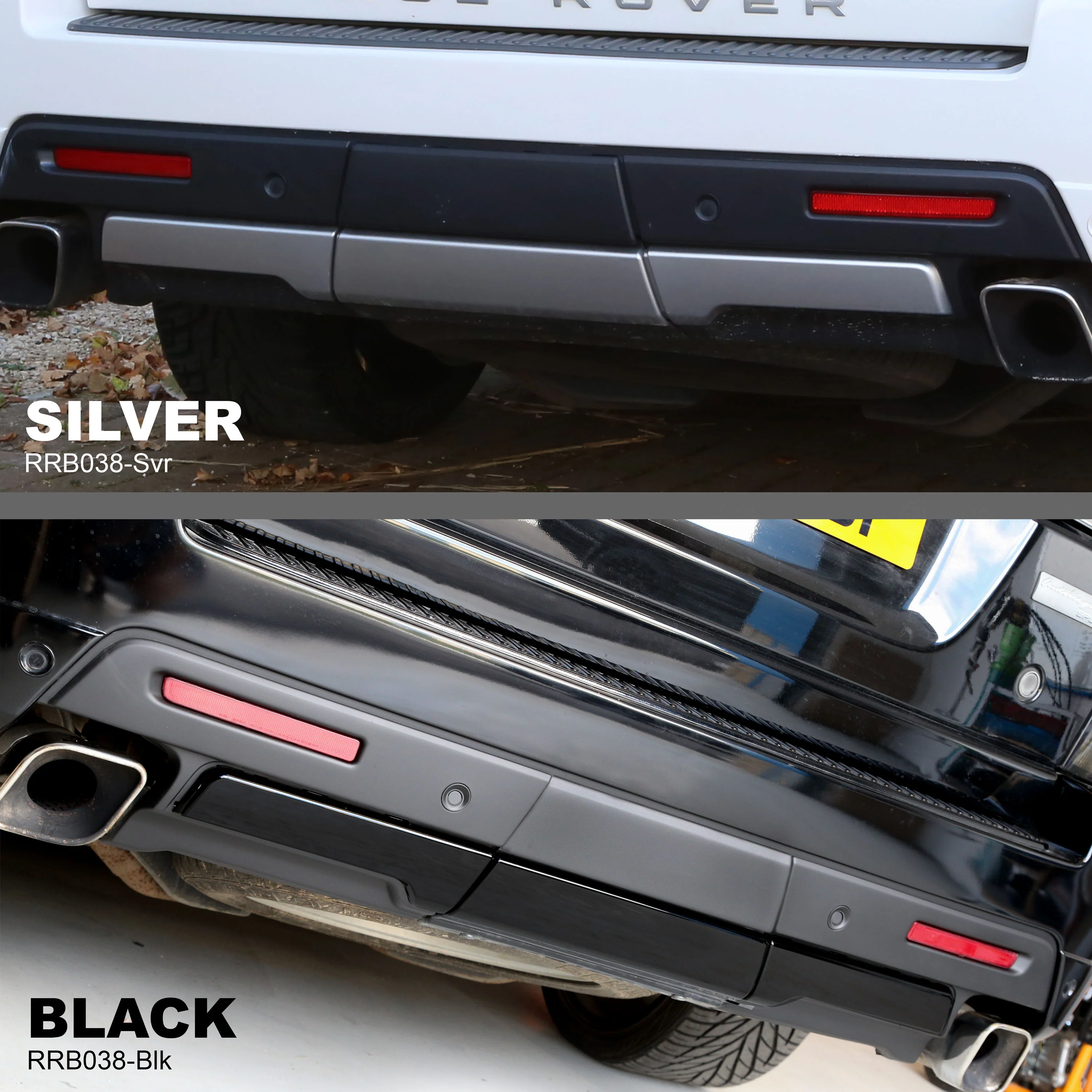 3pc Bumper Inserts for Range Rover Sport Autobiography Rear Bumper - Gloss Black - Image 4