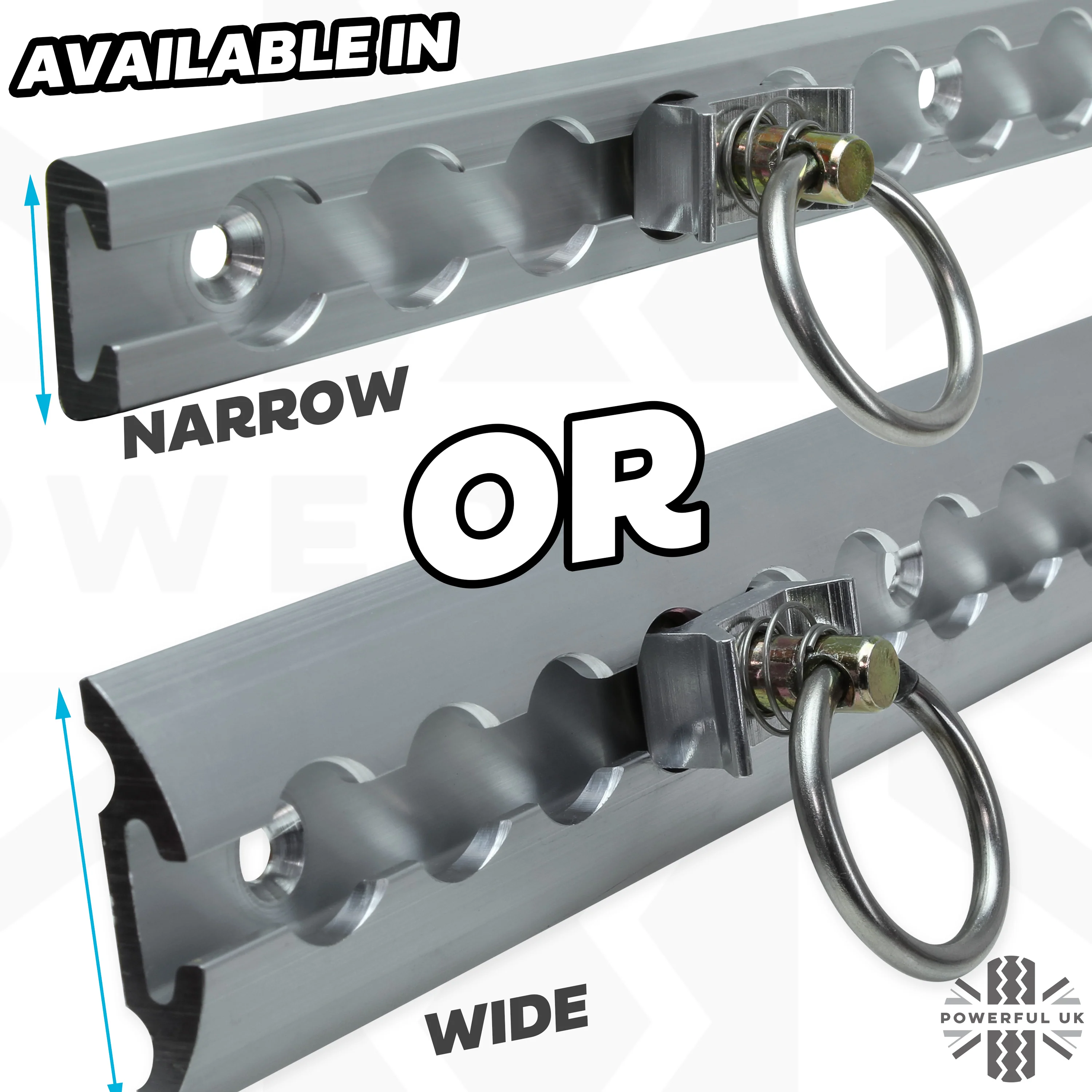 3x Cargo Track/Rails + 6x Tie-down loops - Wide Type - Black - Image 6