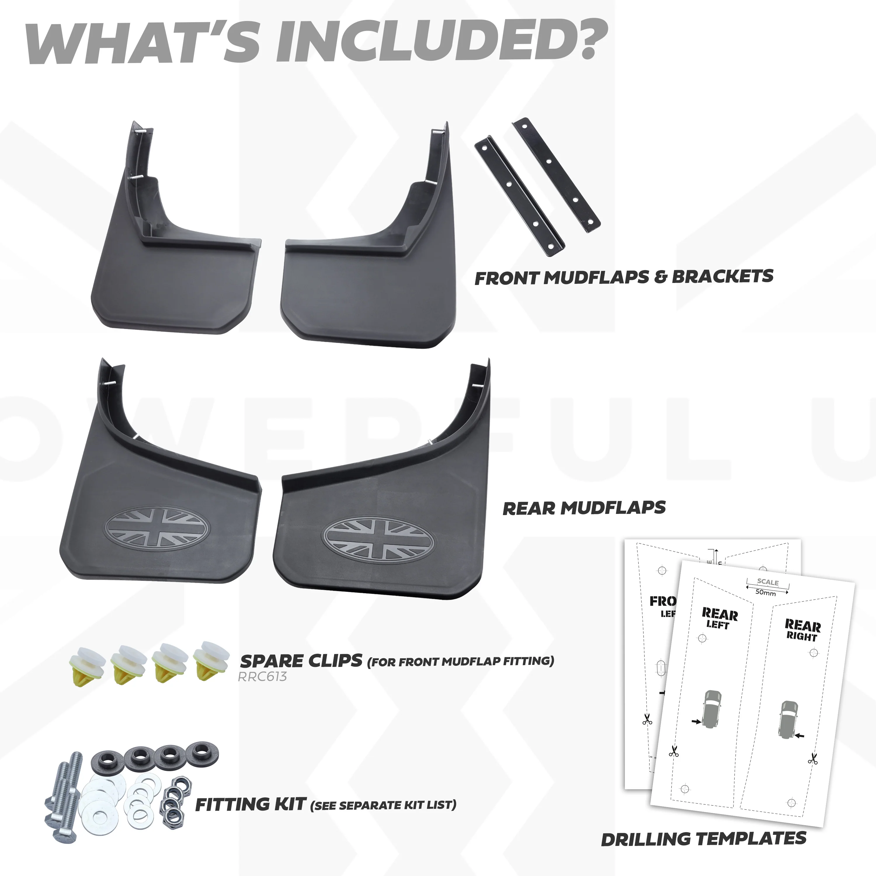 4pc Mudflap Kit with Union Jack for Land Rover Defender L663 (90/110) - Image 5