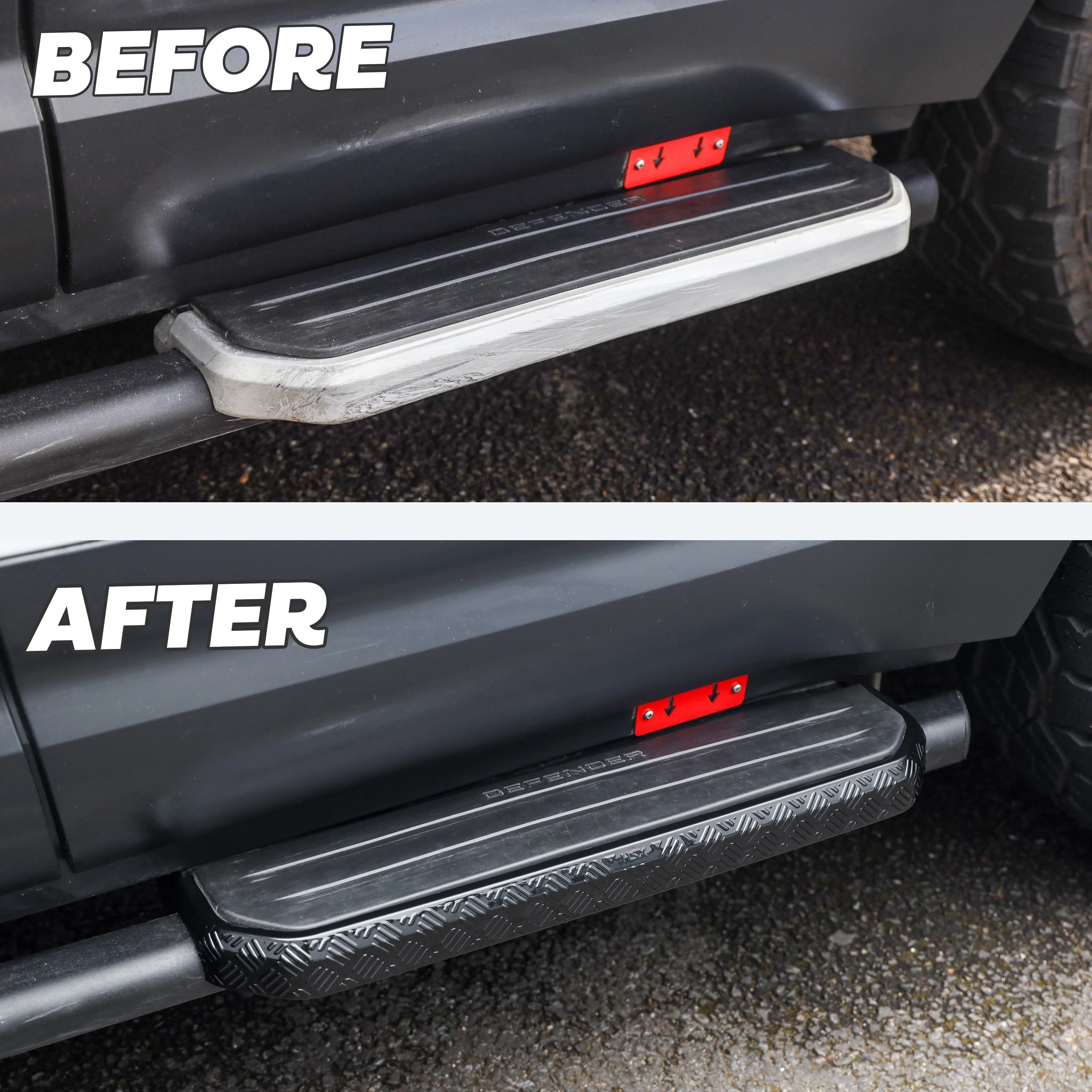4x Chequer Plate Side Step Covers for Land Rover Defender L663 (110&130) - Gloss Black - Image 5