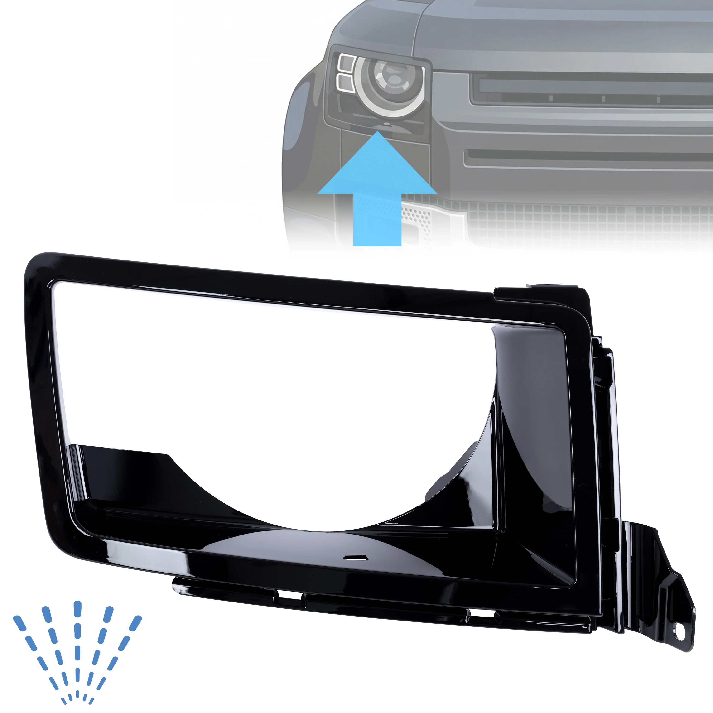 Aftermarket Headlight Surround 'WITH Washer' for Land Rover Defender L663 - RIGHT