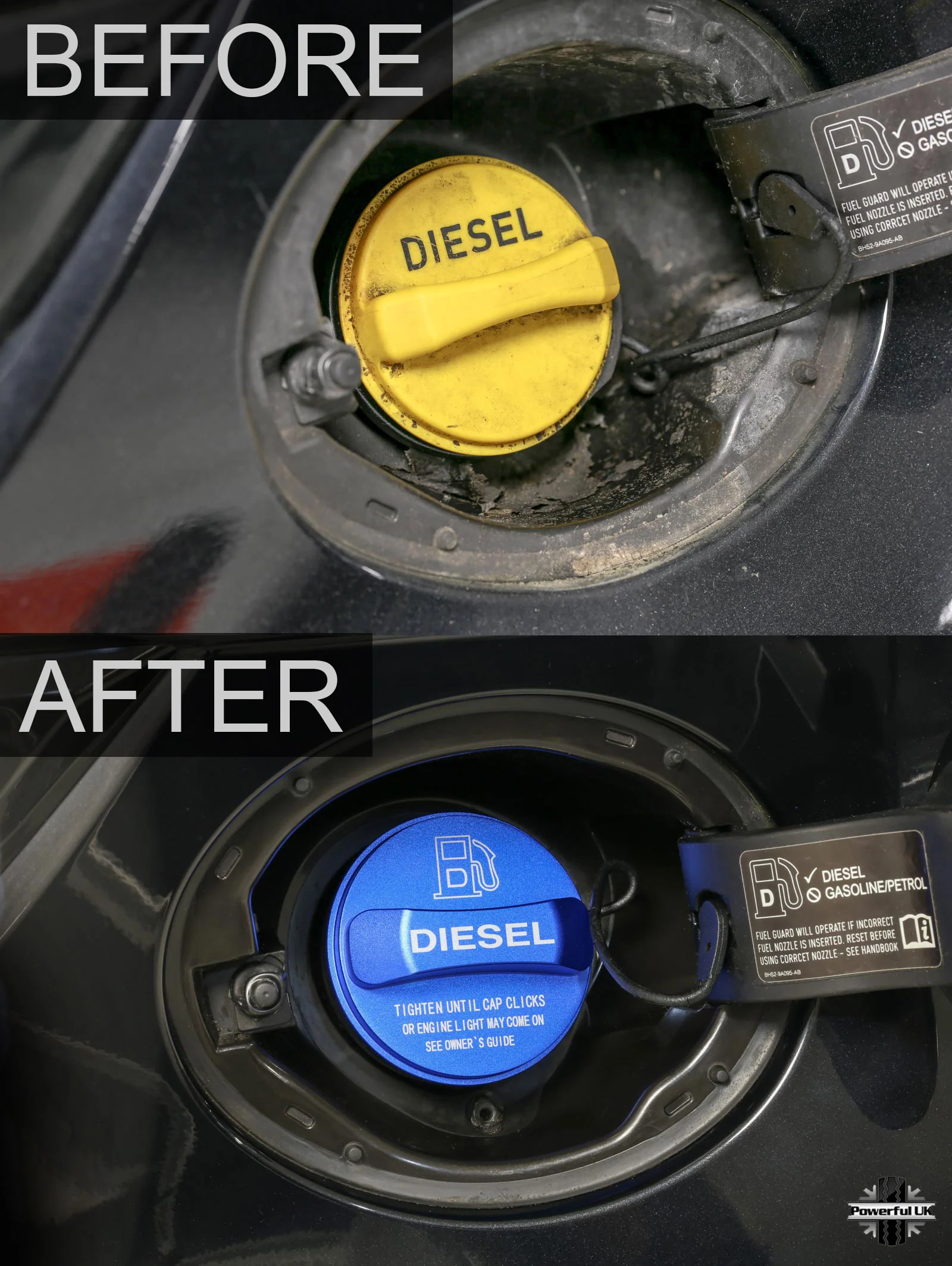 Alloy Fuel Filler Cap Cover for Land Rover Discovery 3 & 4 -  Diesel - Blue - Image 2
