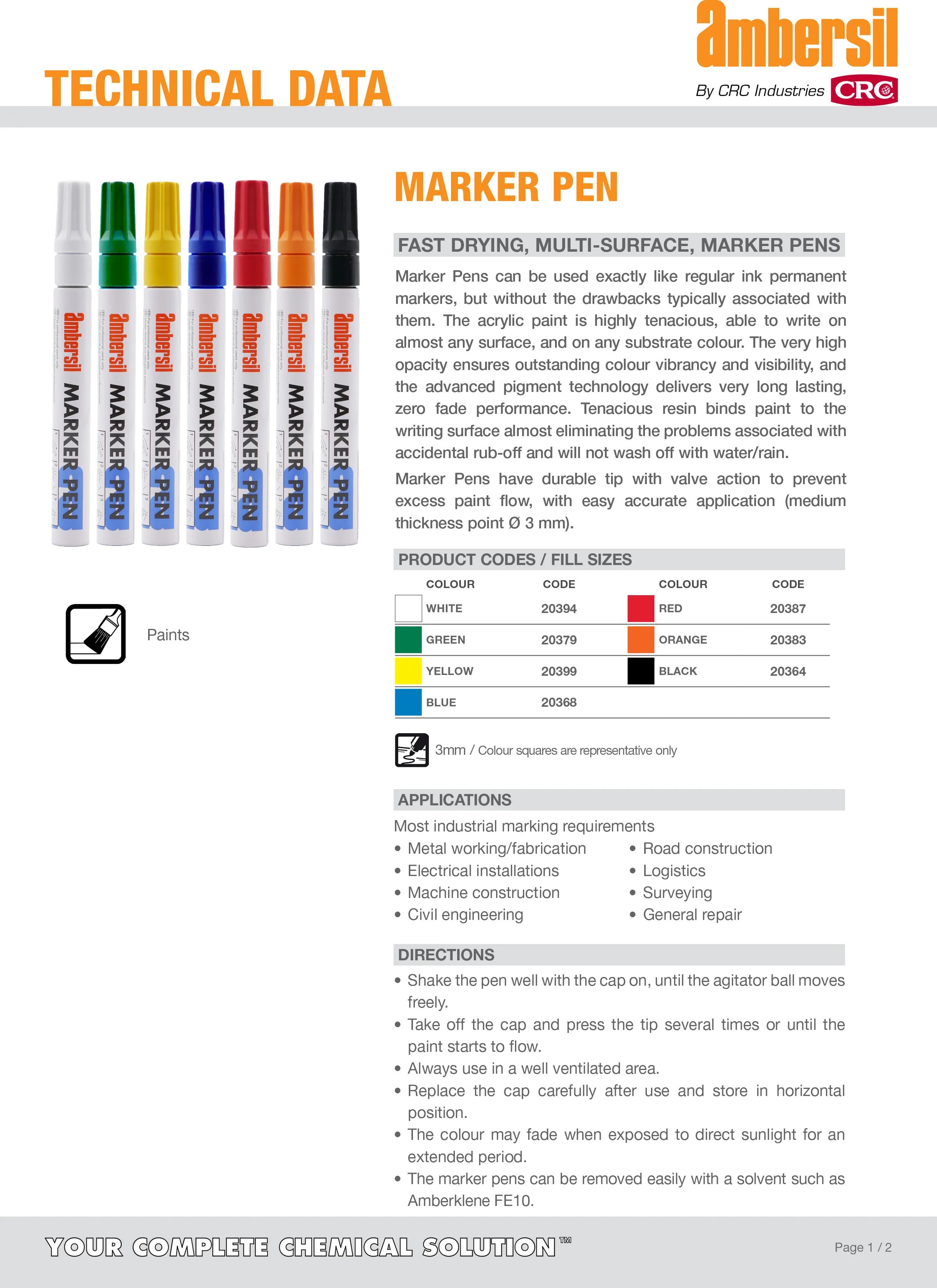Ambersil Paint Marker Pen - White - Image 4