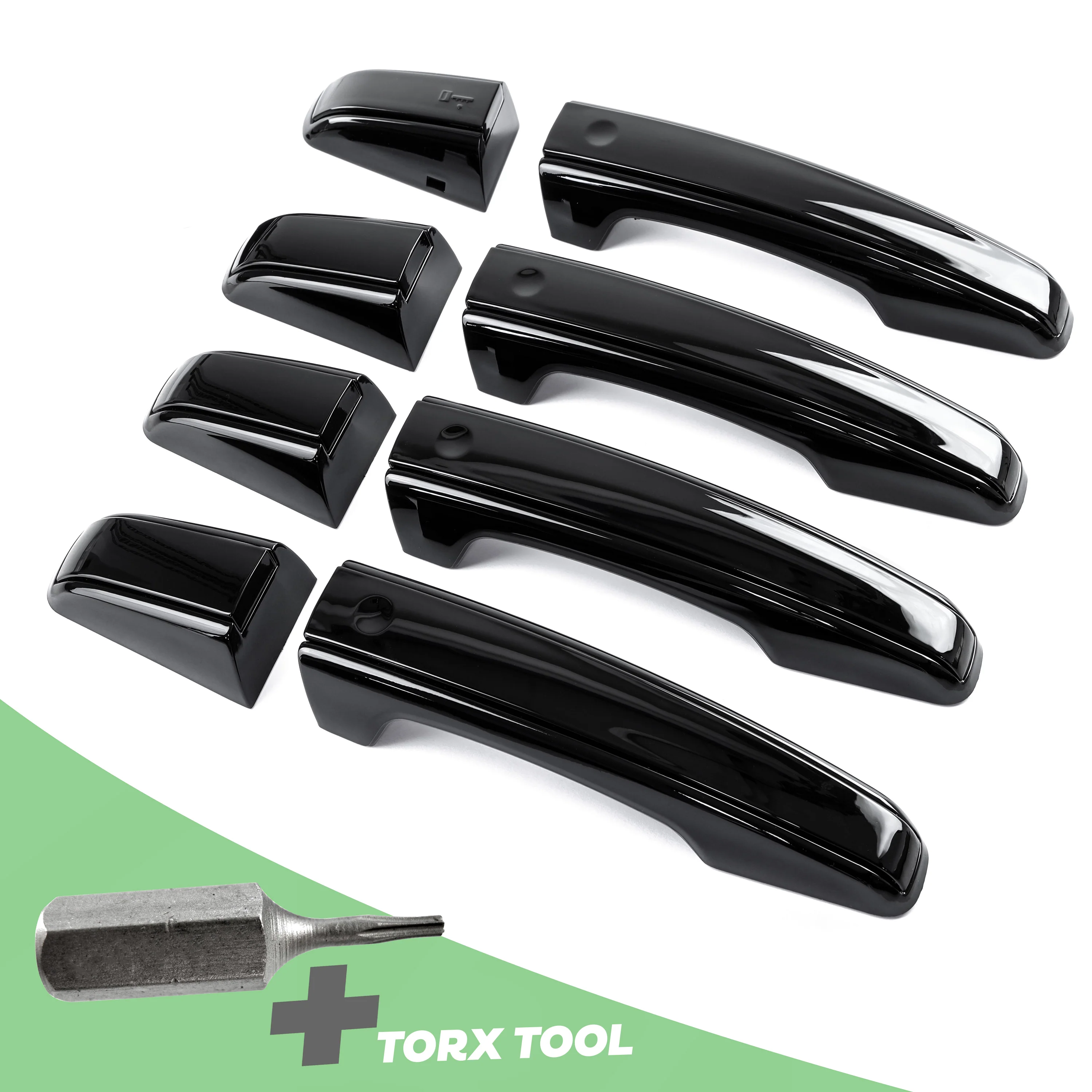 'Autobiography Style' Door Handles Skins in Black for Land Rover Discovery Sport - 8pc with Right Key Release