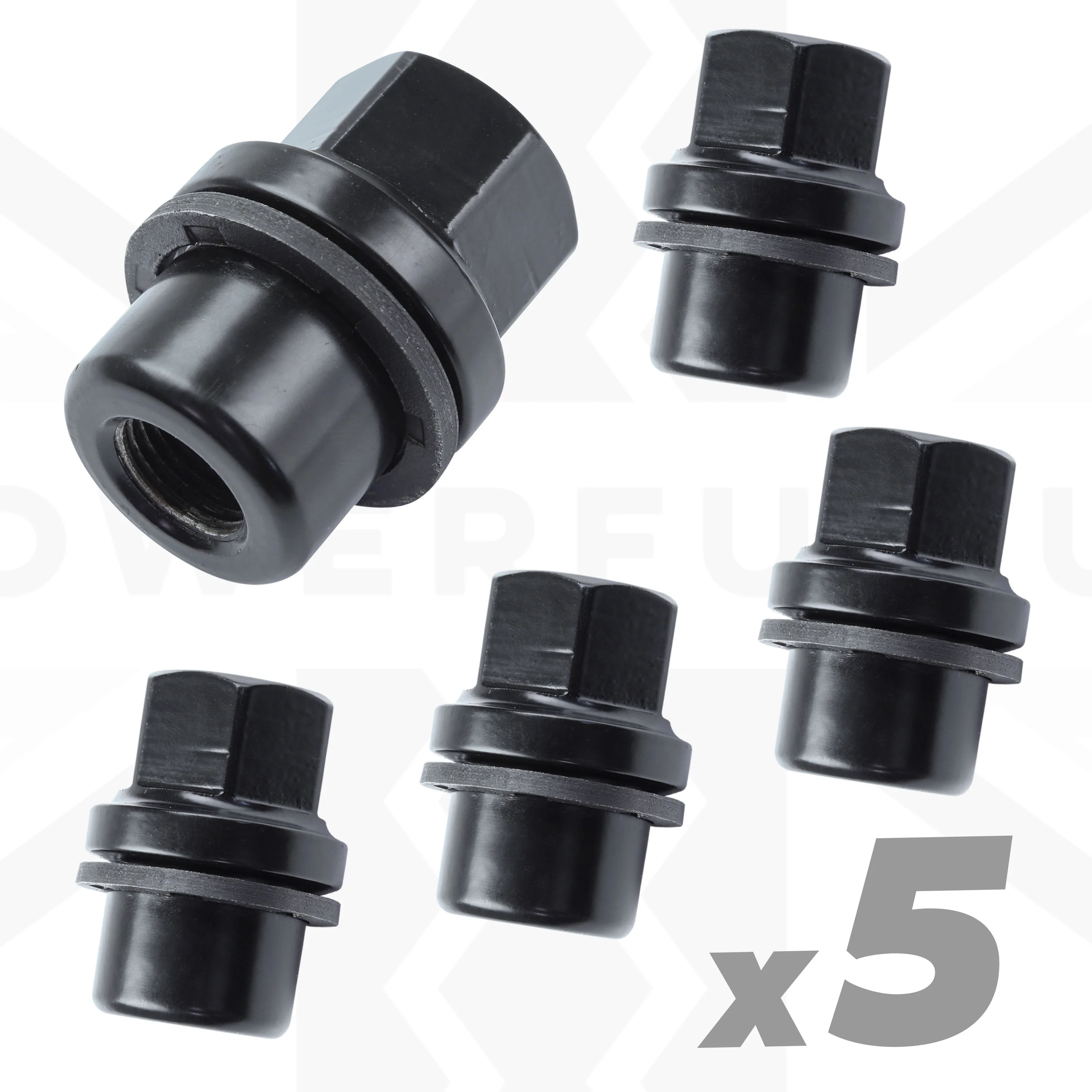 Black Alloy Wheel Nuts 5pc kit for Range Rover Classic