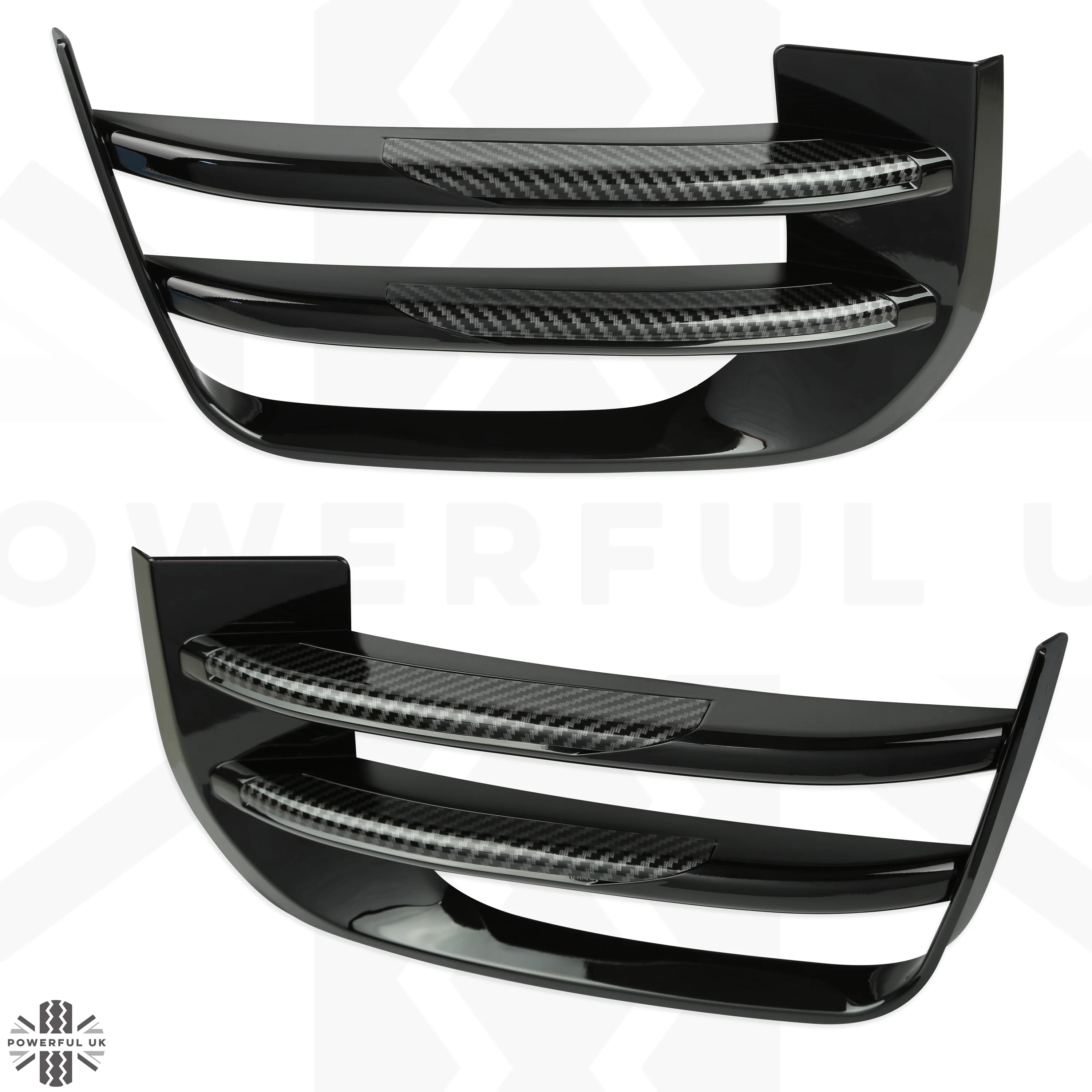 Black Front fog Surrounds wih Carbon Fibre Effect Inserts for Range Rover Evoque SE & HSE (2016-19) - Image 5