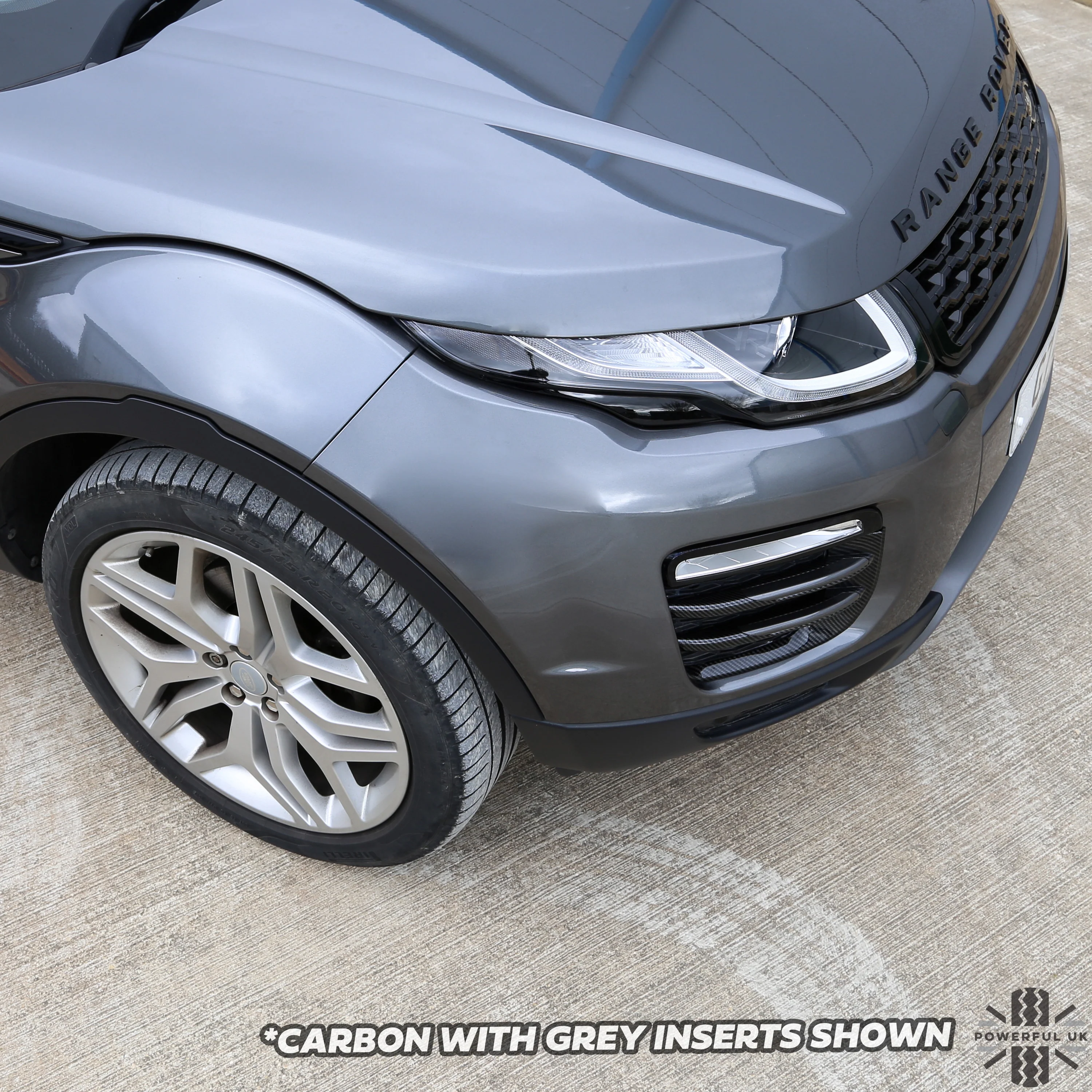Black Front fog Surrounds wih Carbon Fibre Effect Inserts for Range Rover Evoque SE & HSE (2016-19) - Image 8