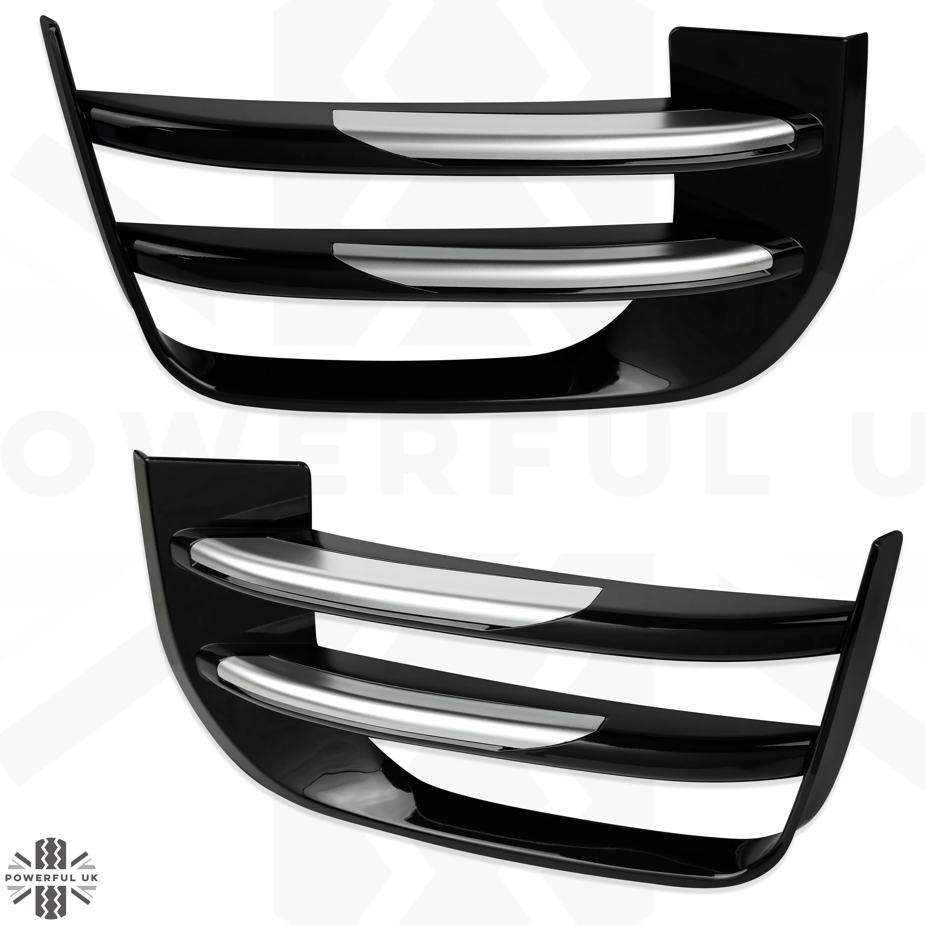 Black Front fog Surrounds wih Silver Inserts for Range Rover Evoque SE & HSE (2016-19) - Image 3