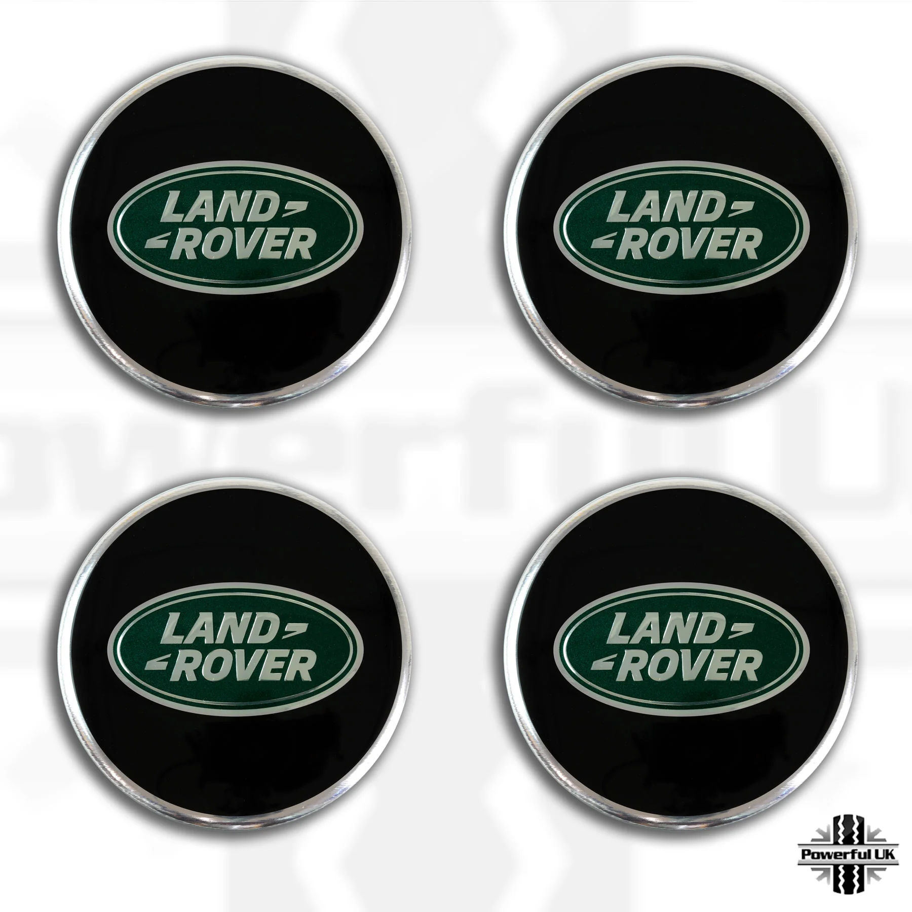 Genuine 4x Black & Green Alloy Wheel Centre Caps for Land Rover Discovery 3 & 4 - Image 4