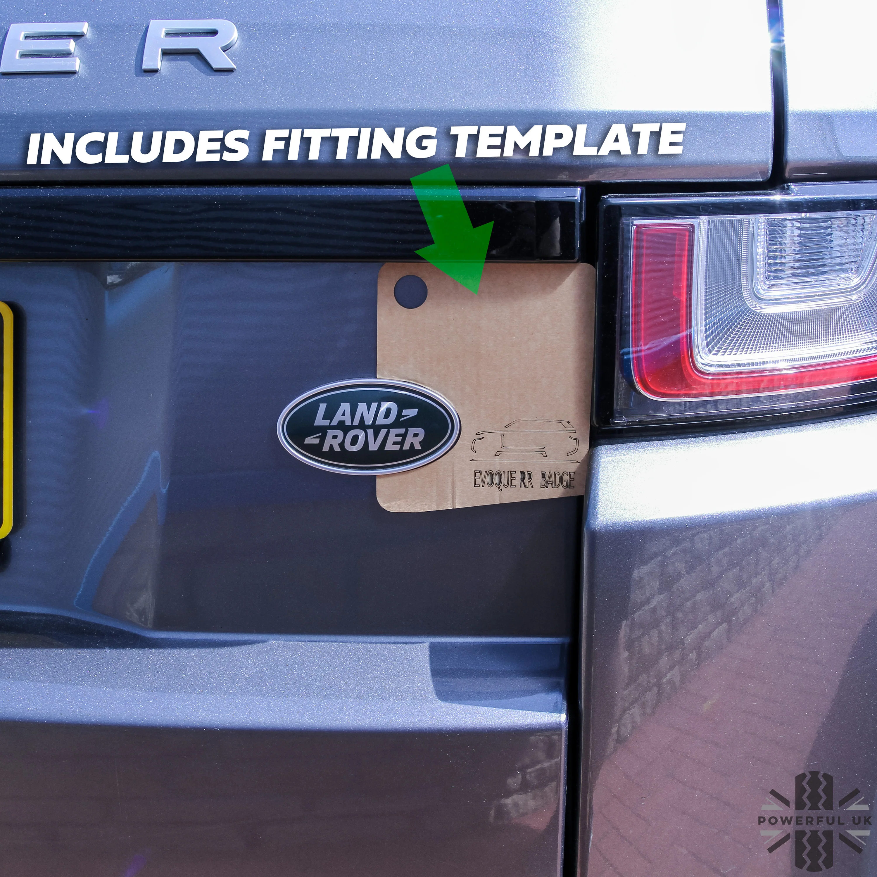 Black & Silver Badge on Corris Grey Plinth for Range Rover Evoque - Image 6