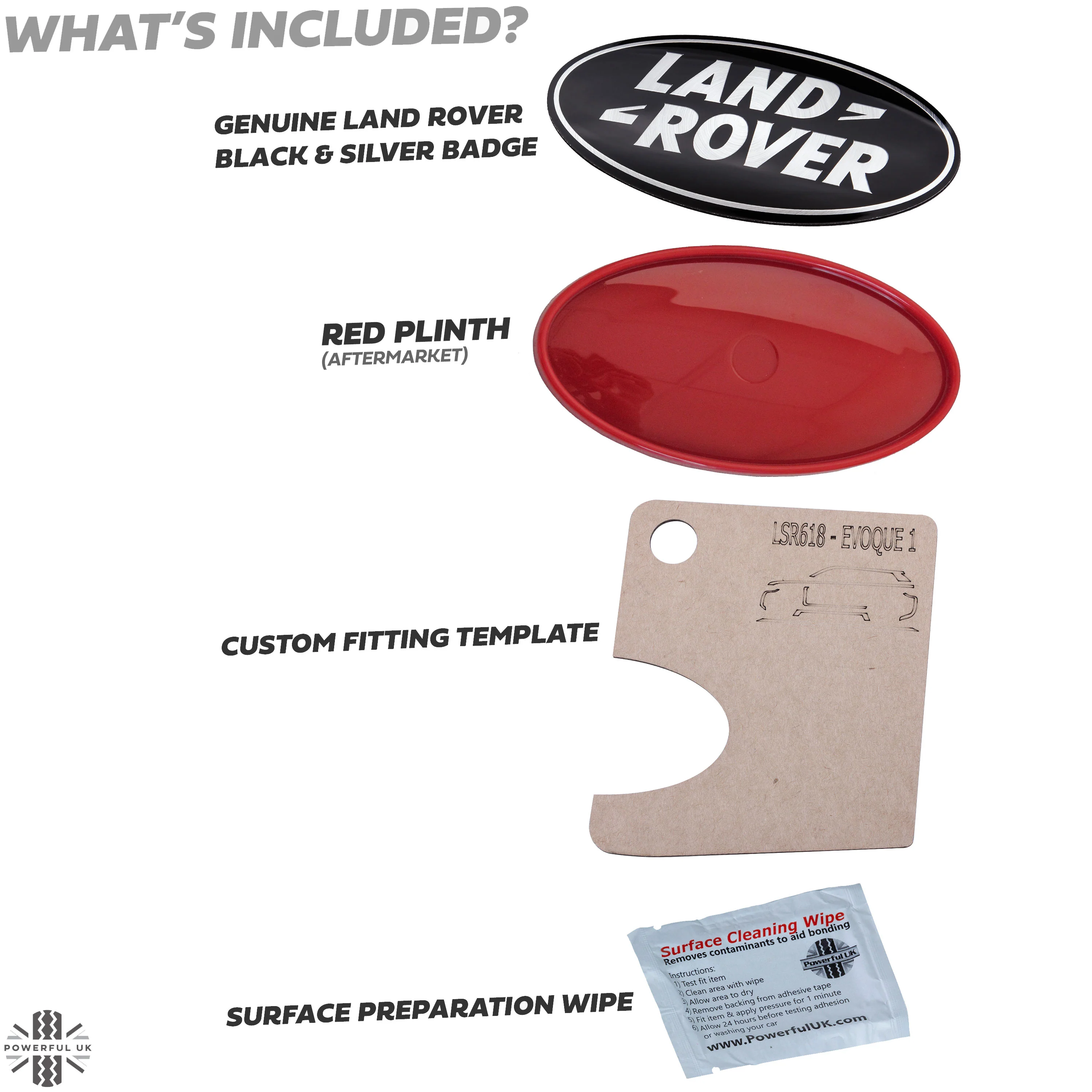 Black & Silver Badge on Red Plinth for Range Rover Evoque - Image 3