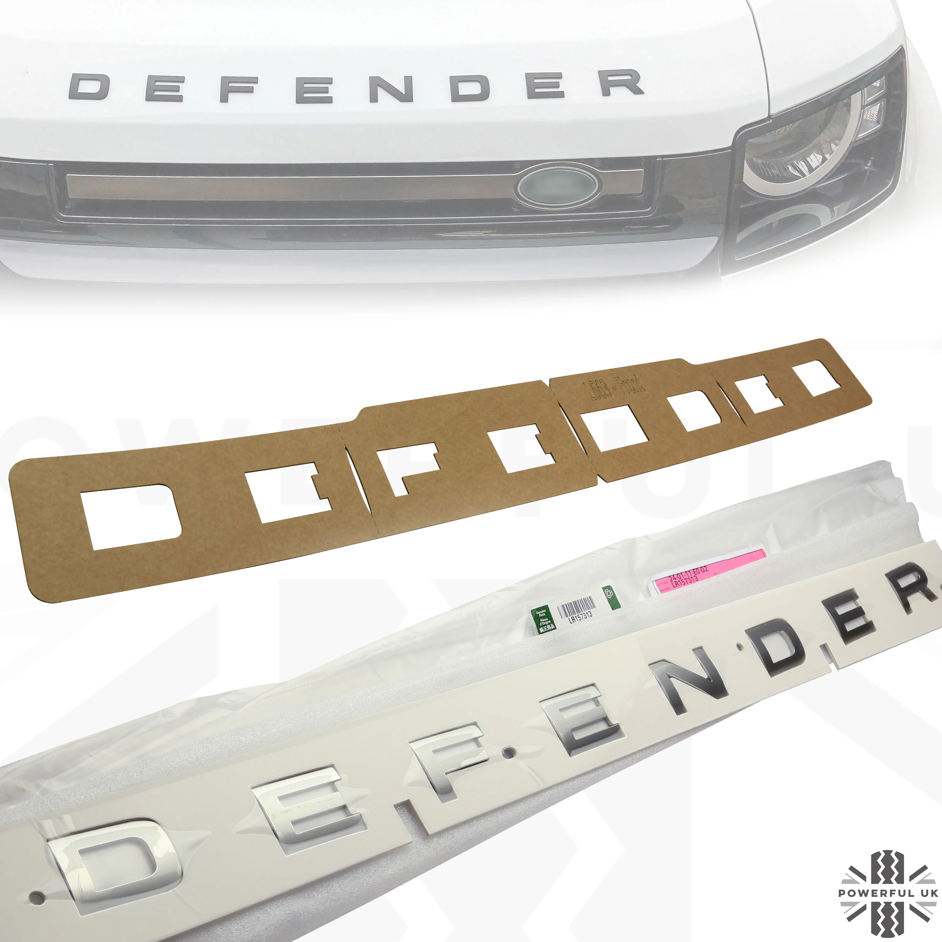 Bonnet Lettering - Noble Chrome - for Land Rover Defender L663