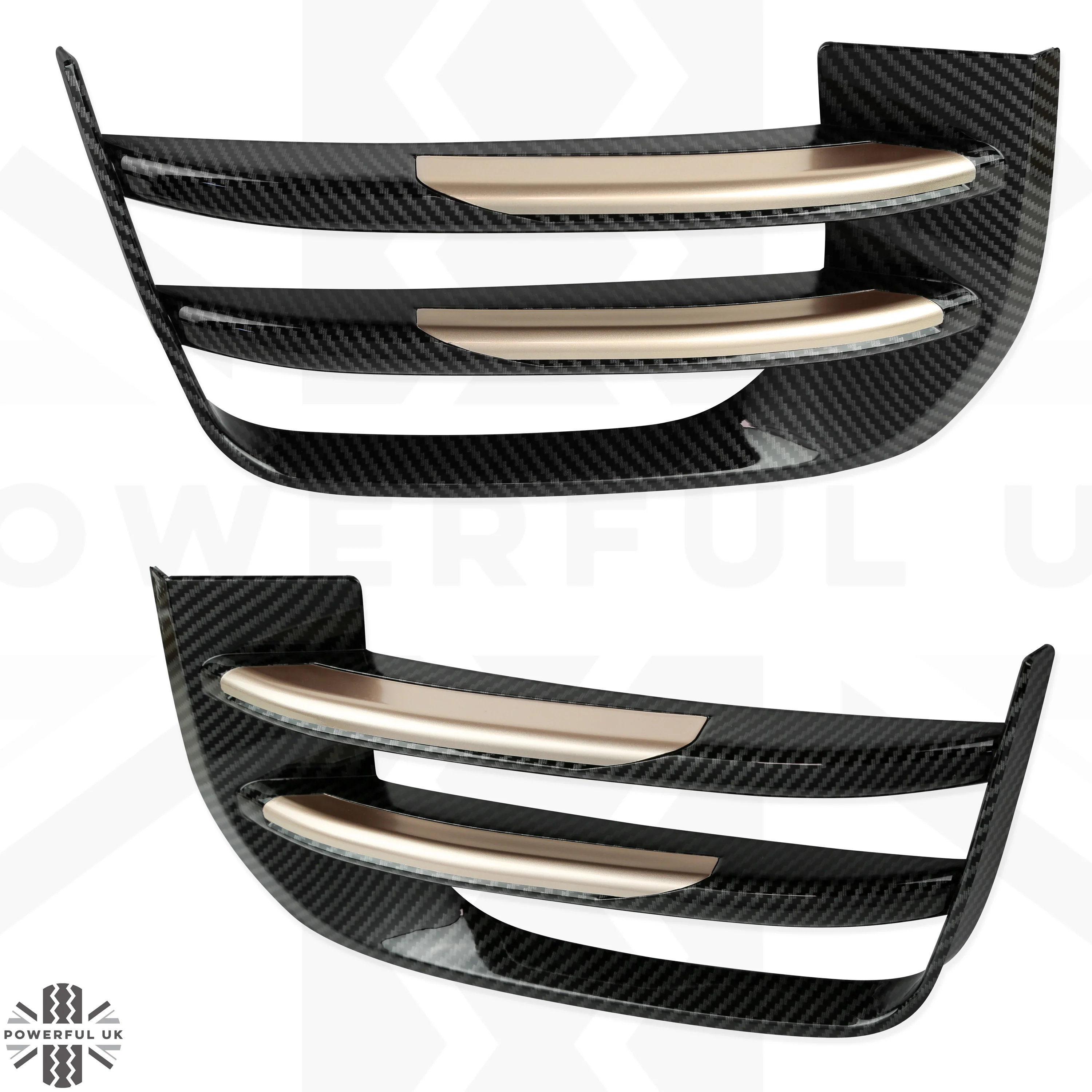 Carbon Fibre Effect Front fog Surrounds wih Copper Inserts for Range Rover Evoque SE & HSE (2016-19) - Image 3