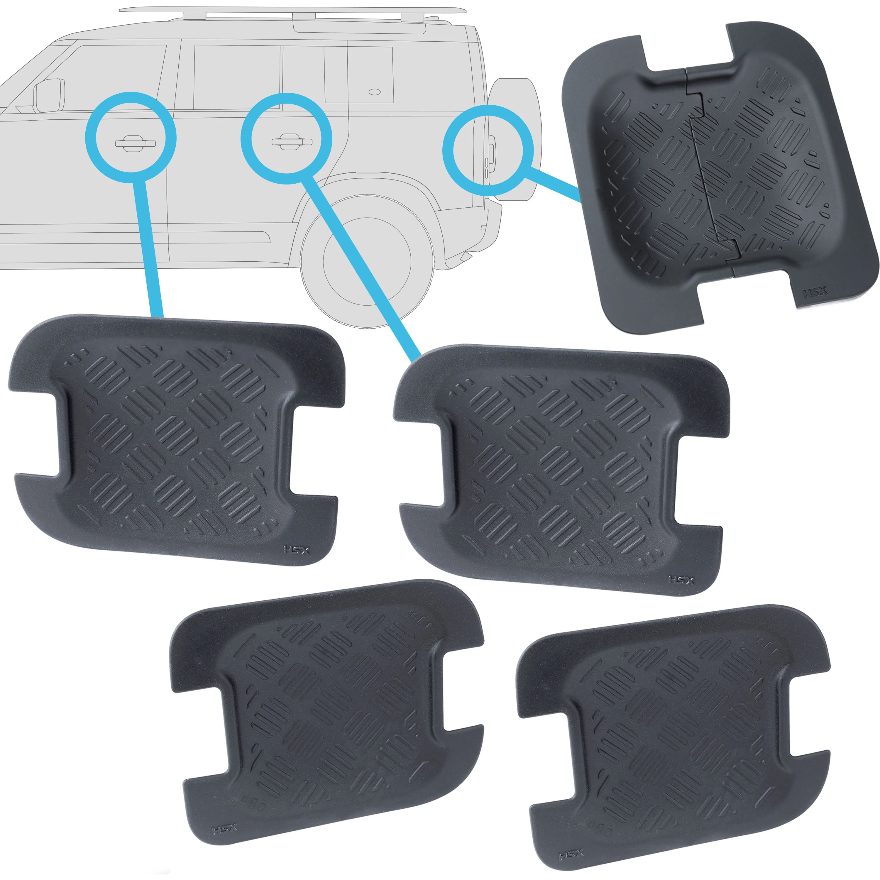 Chequer Plate Door + Tailgate Scuff Plate Kit (5pc) for Land Rover Defender L663 (4 door) - Image 13
