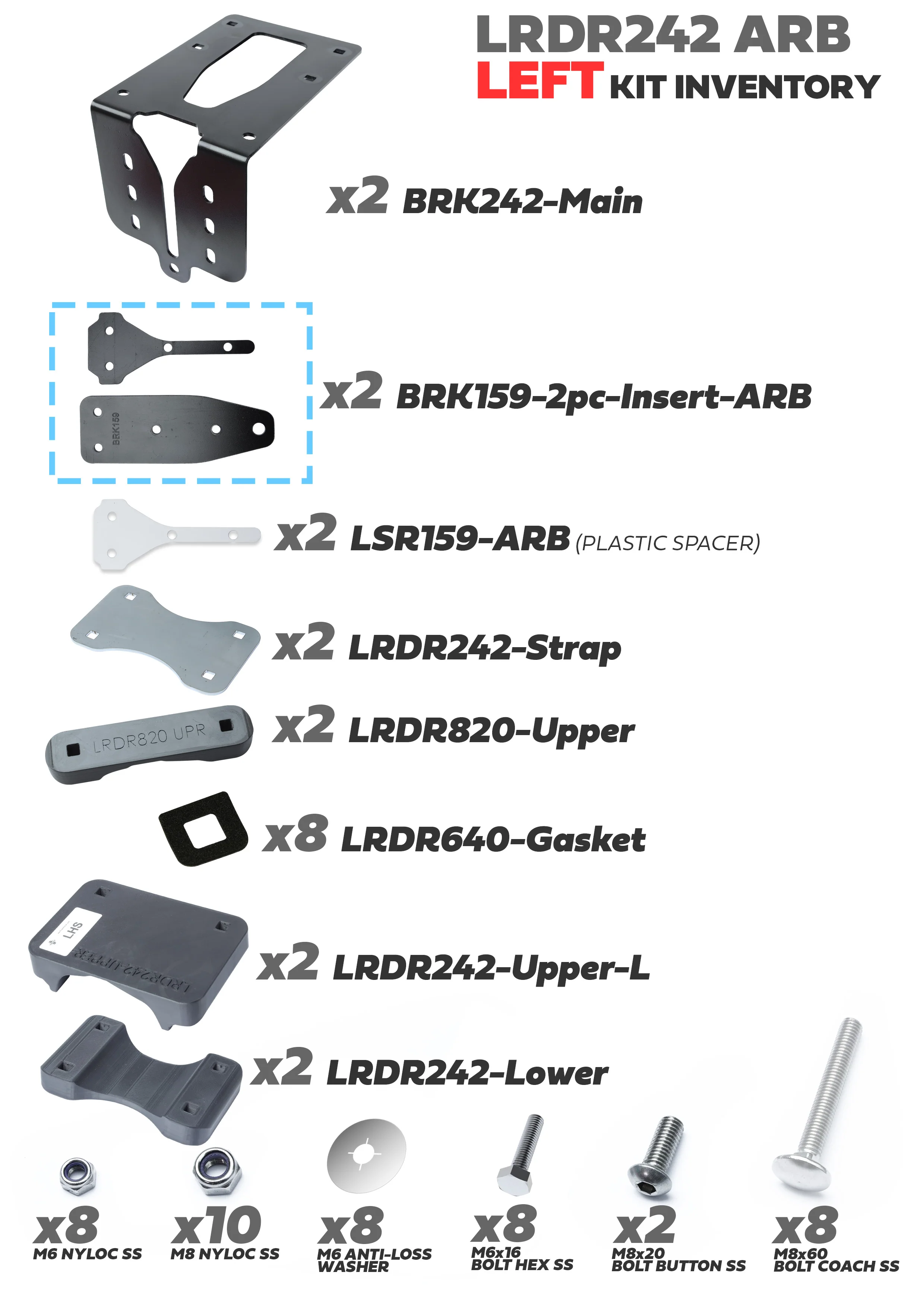 Cross Bar Awning Quick Release Mount Kit for Land Rover Defender L663 - for ARB - LEFT - Image 12