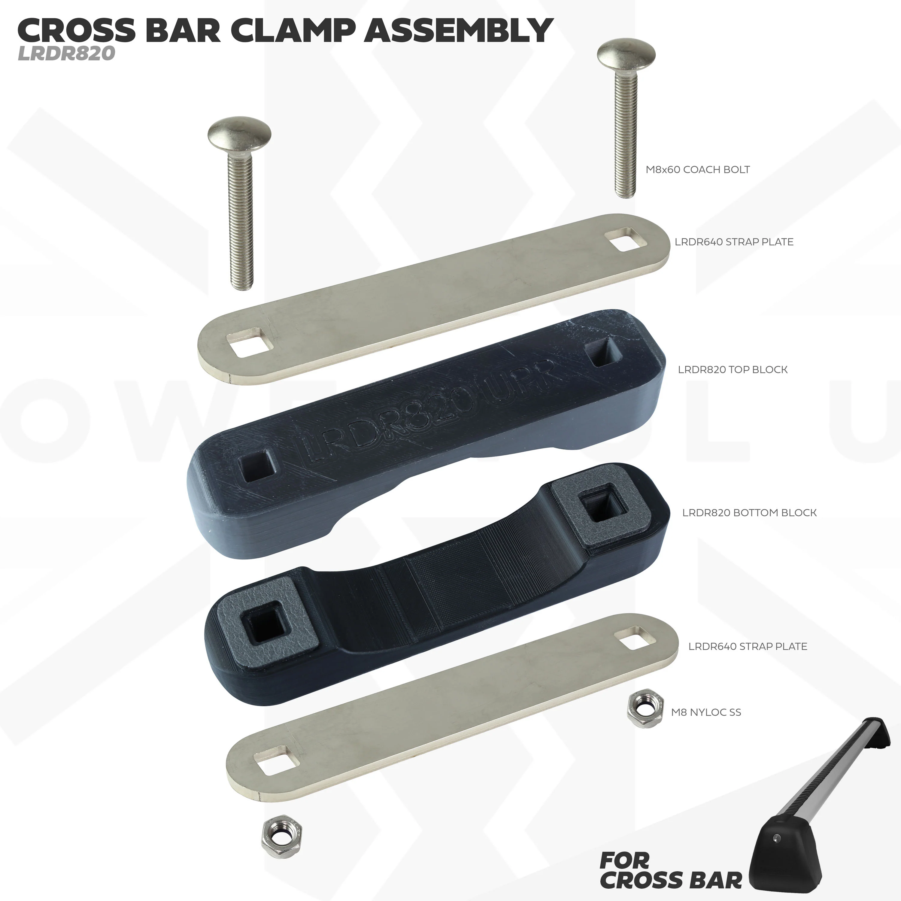 CROSS BAR Mount Clamp Kit for the Land Rover Defender L663 - Kit B - Image 3