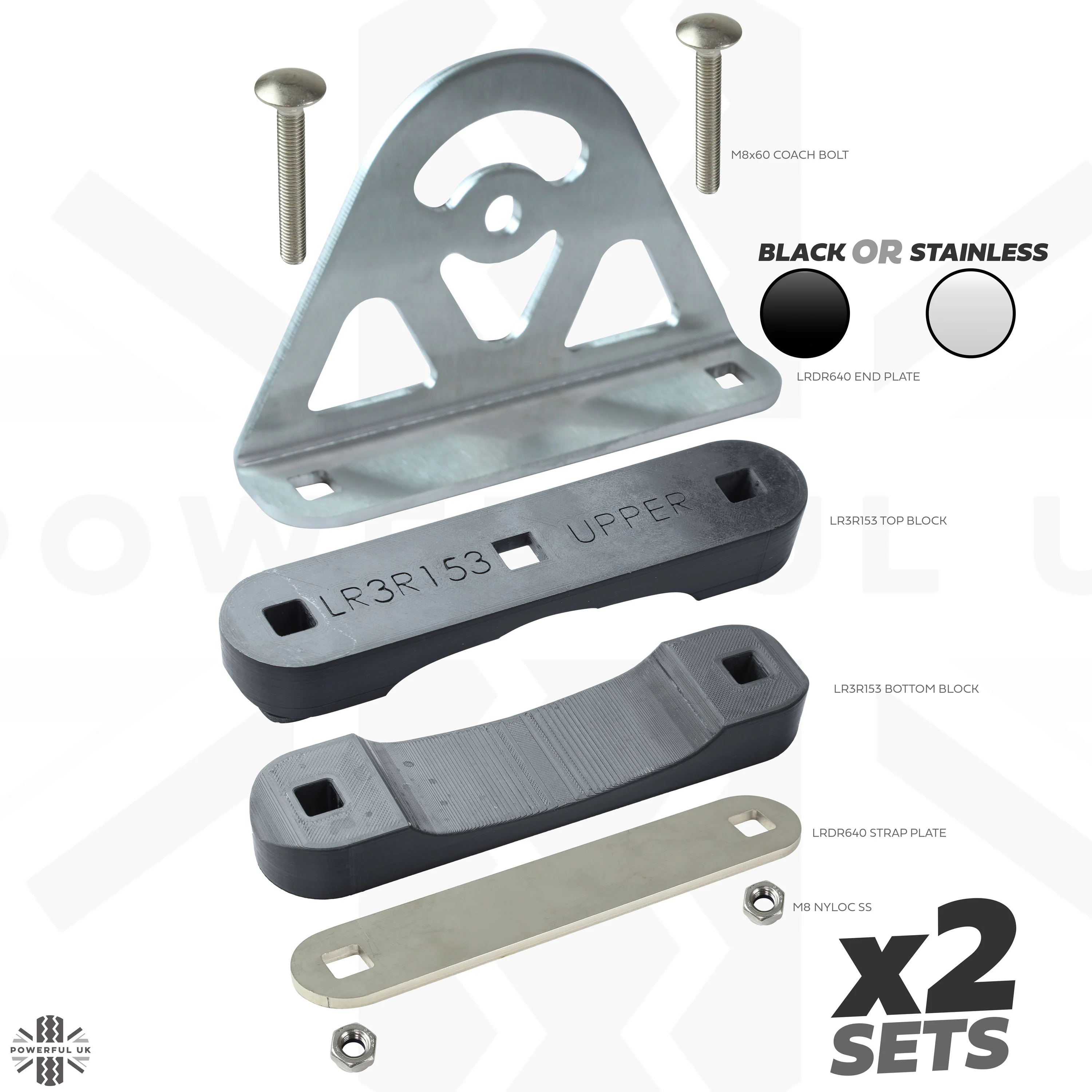 CROSS BAR Mount Clamp Kit for the Land Rover Discovery 3/4 - Kit D (Black) - Image 5