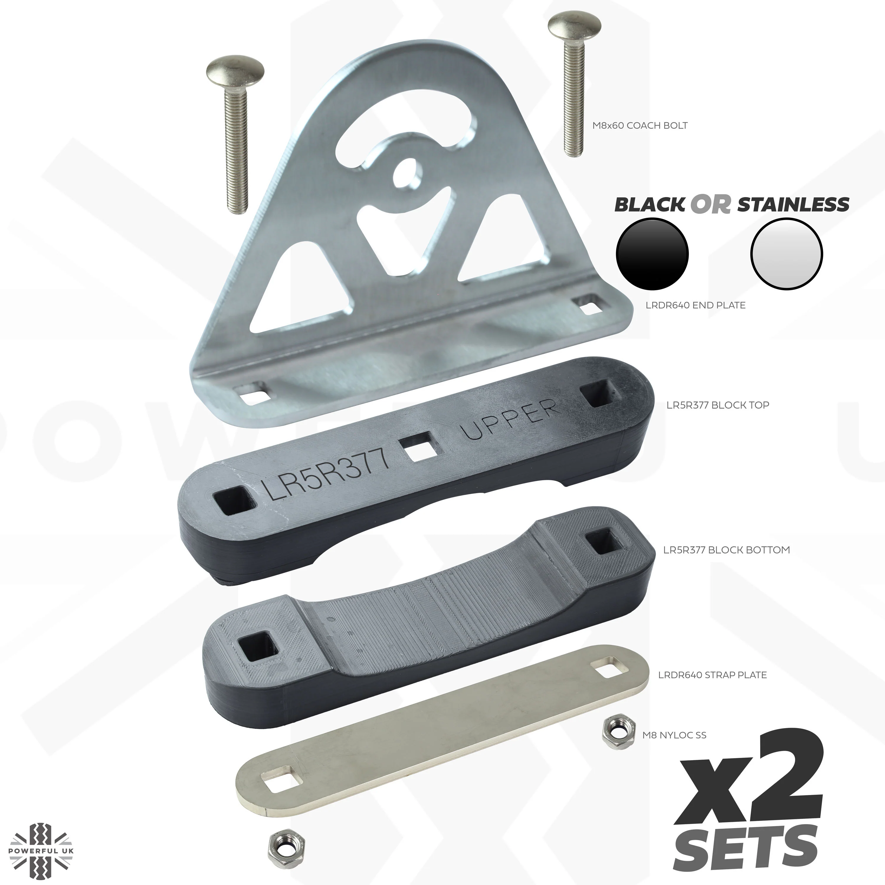 CROSS BAR Mount Clamp Kit for the Land Rover Discovery 5 - Kit D (Black) - Image 3