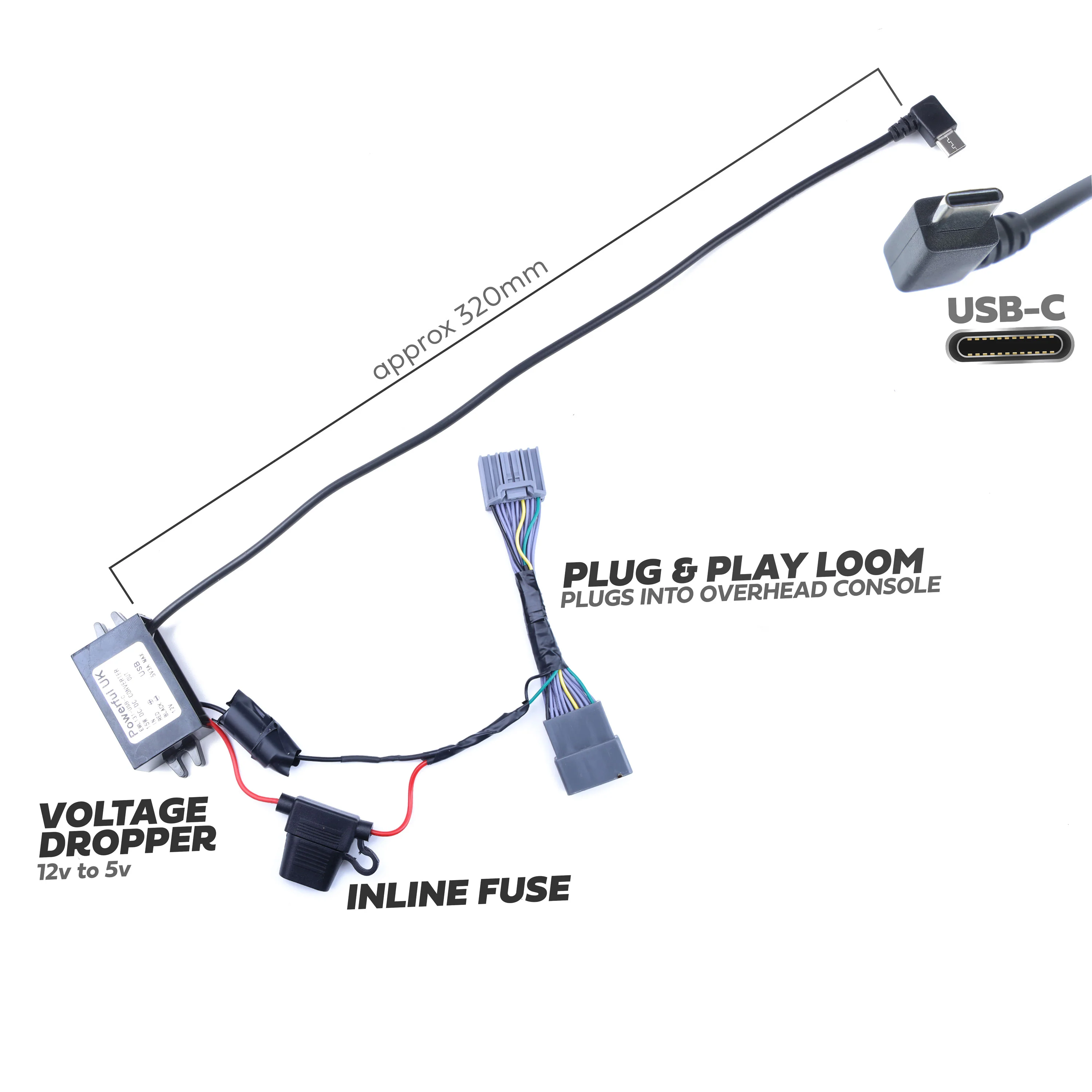 Dash Cam Hardwire Kit For Range Rover Evoque 1 with EARLY overhead console - USB-C - Image 3