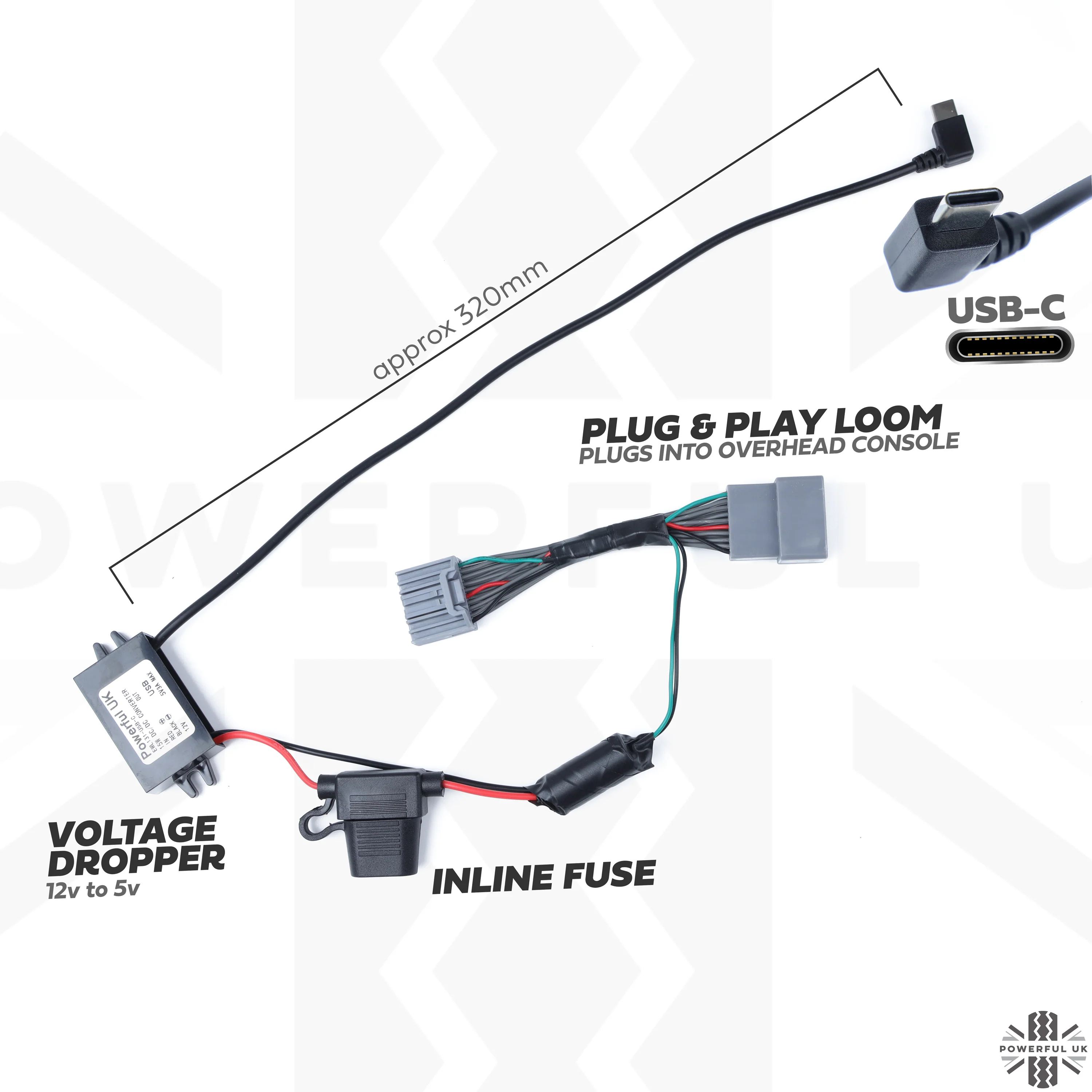 Dash Cam Overhead Console Wiring Kit for Range Rover L460 - USB-C - Image 3