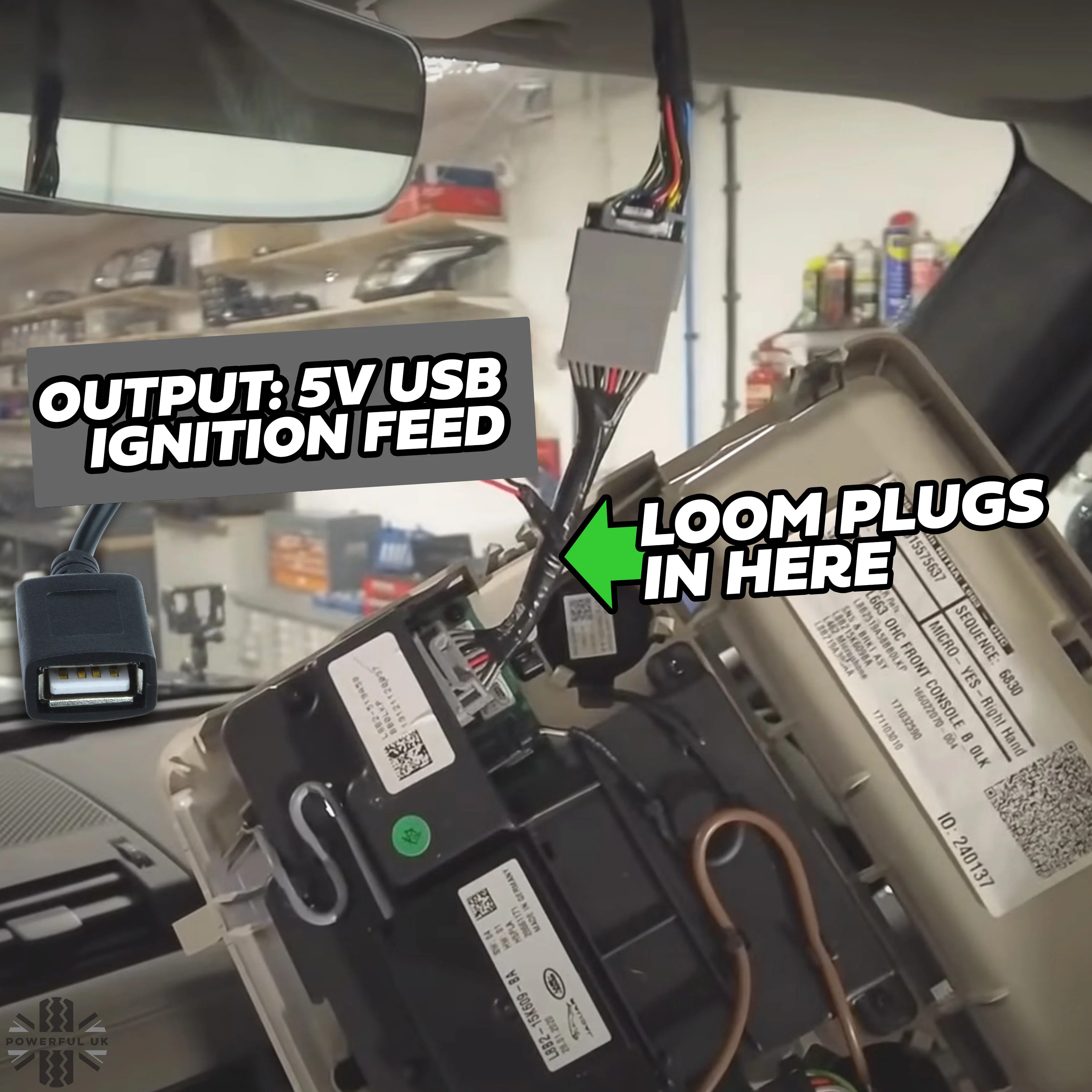Dash Cam Overhead Console Wiring Kit for Range Rover Sport L494 - USB-A - Image 3