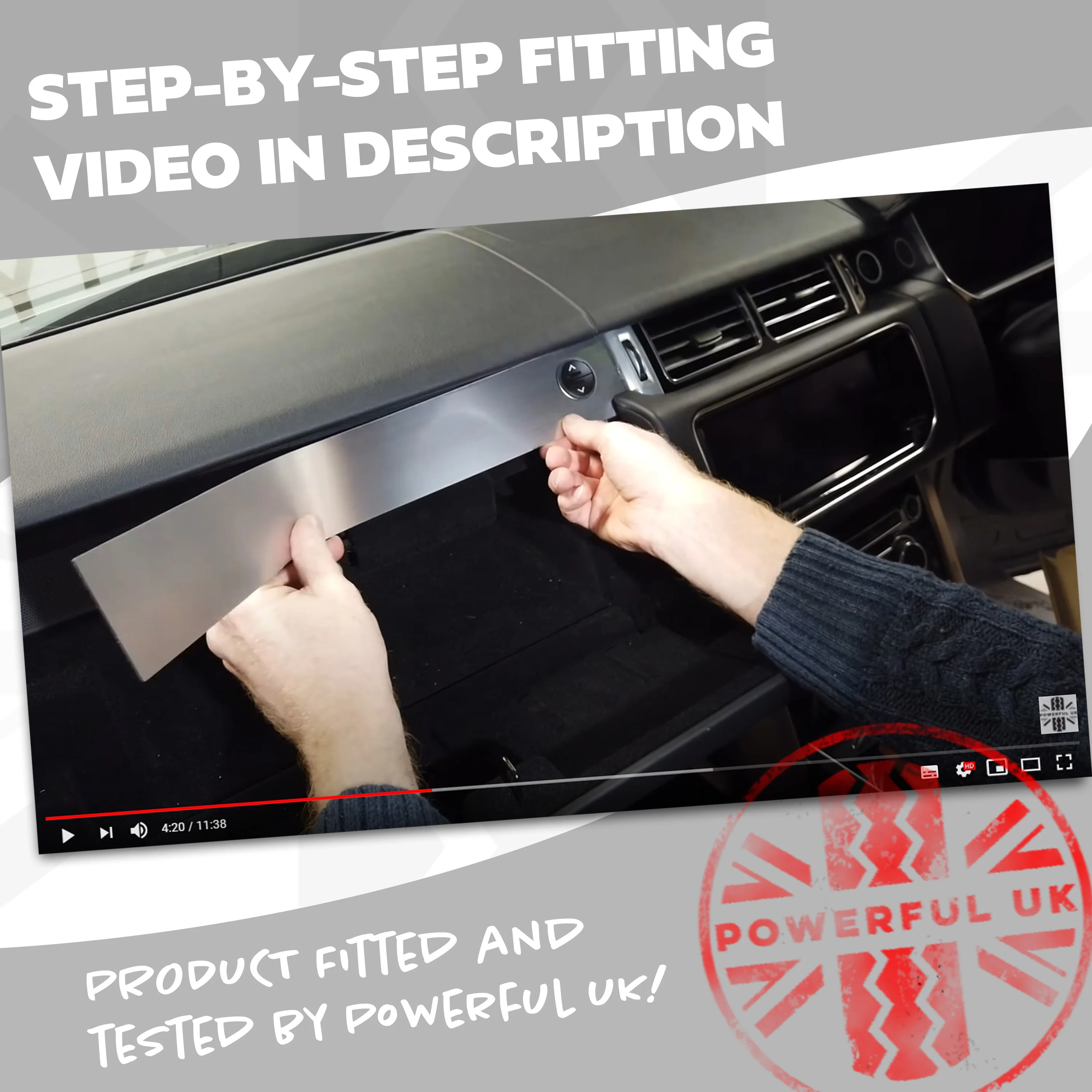 Dash Insert Upgrade Kit for Range Rover L405 (LHD) -  Brushed Aluminium - Image 5