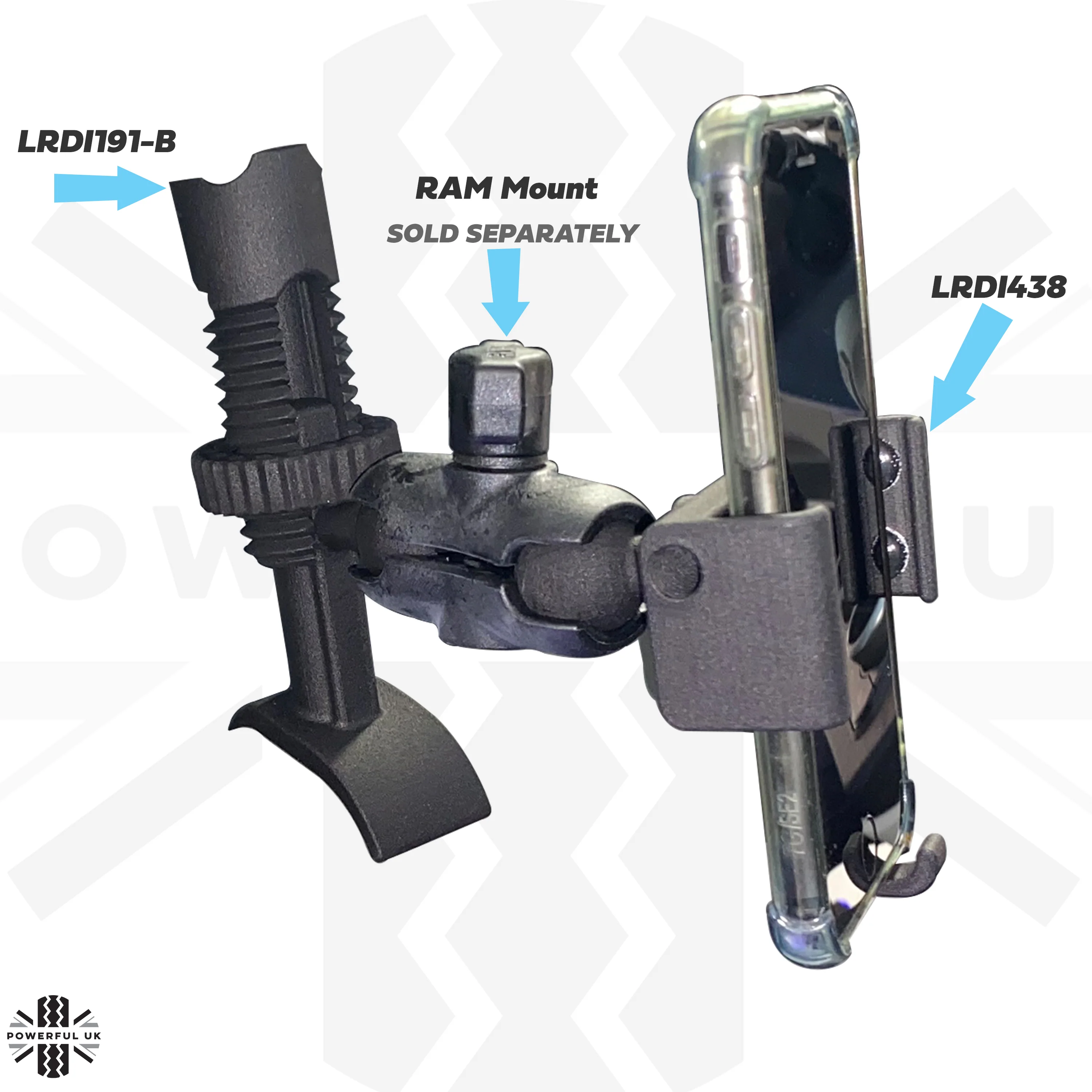 Dash Phone Holder Mount with 1" ball head for Land Rover Defender L663 - Image 4
