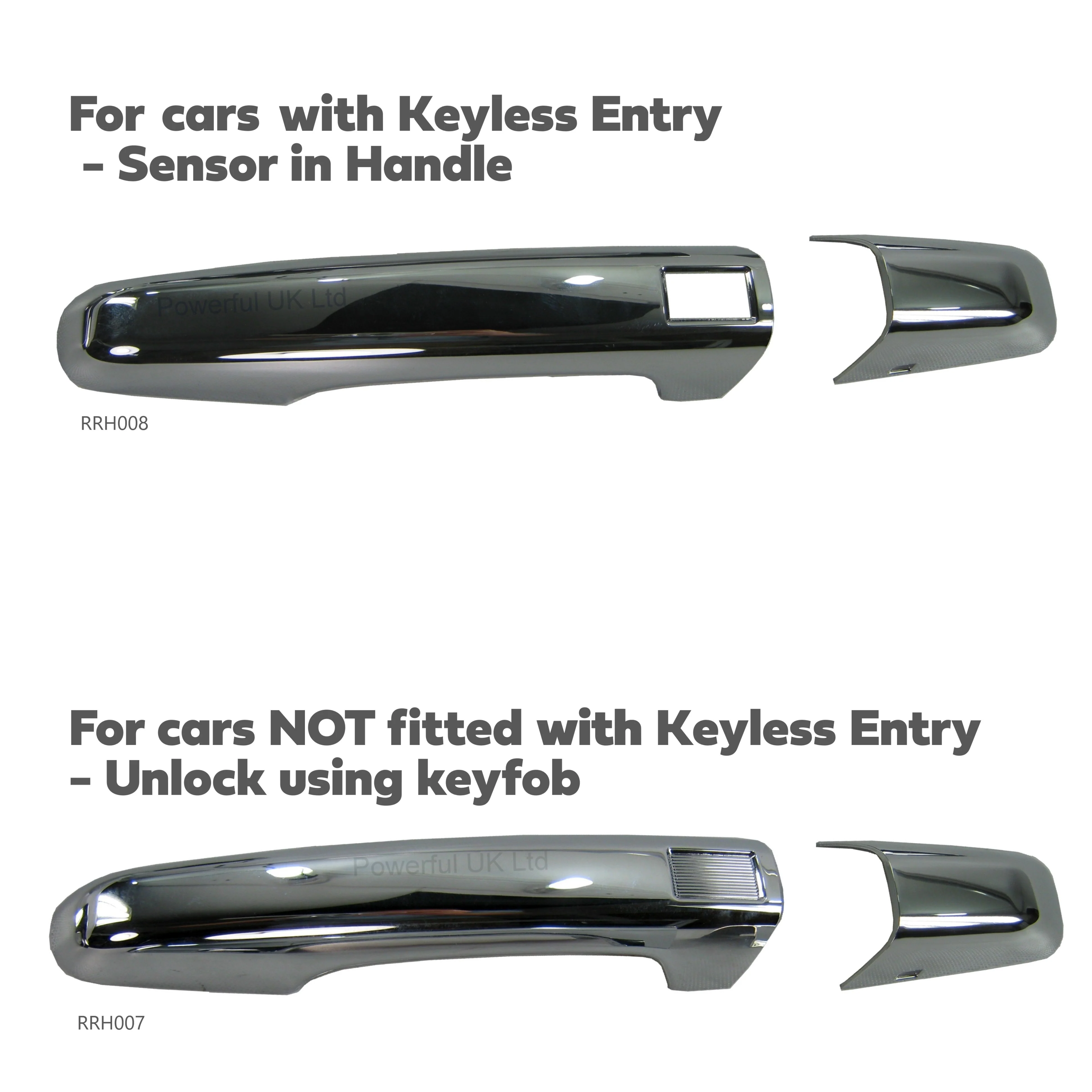 Chrome Door Handle Cover kit for Range Rover Evoque 5 door with Key Fob locking - Image 4