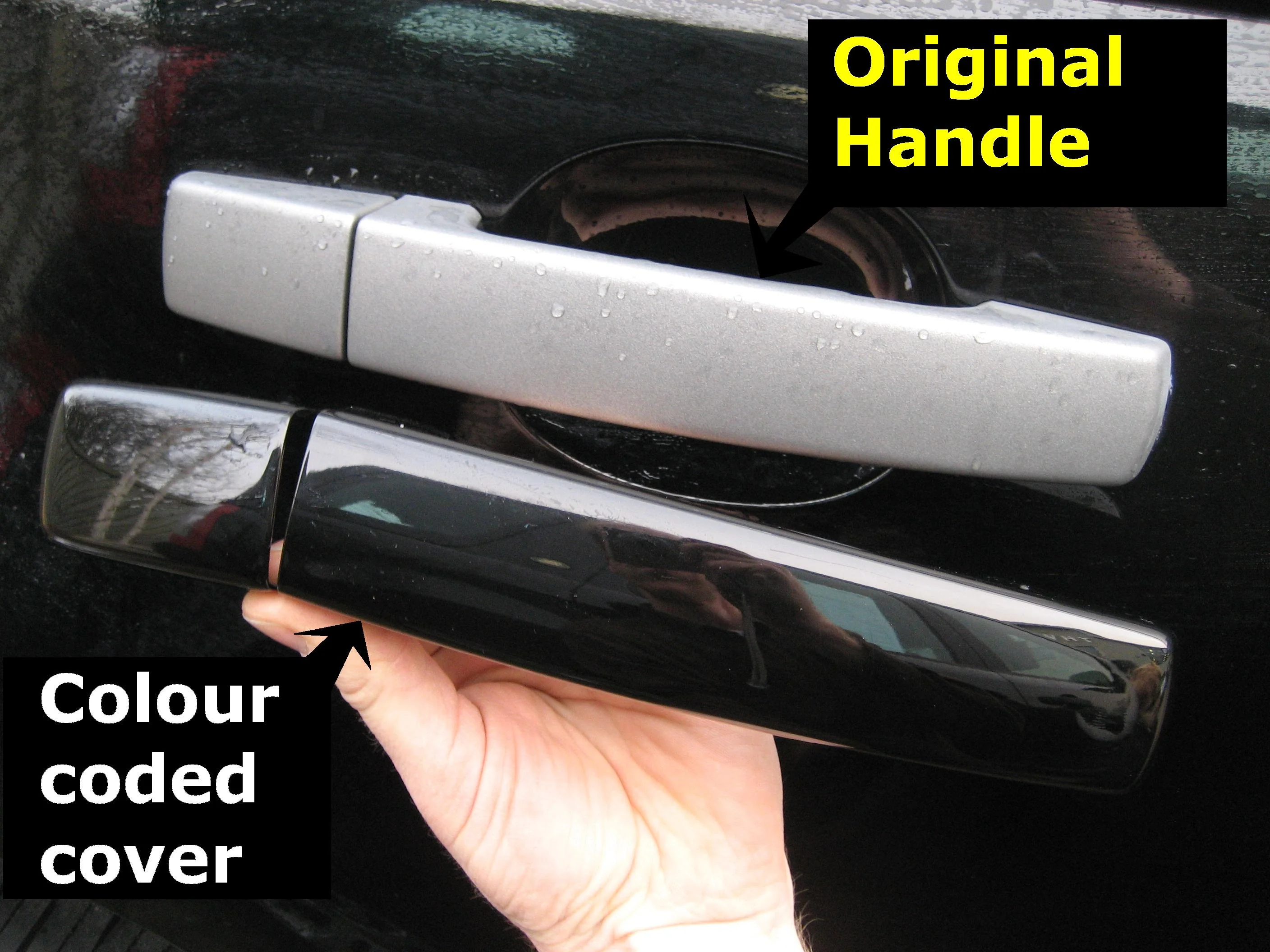 Door Handle Covers for Land Rover Discovery 3 fitted with 2 pc Handles - Java Black - Image 5