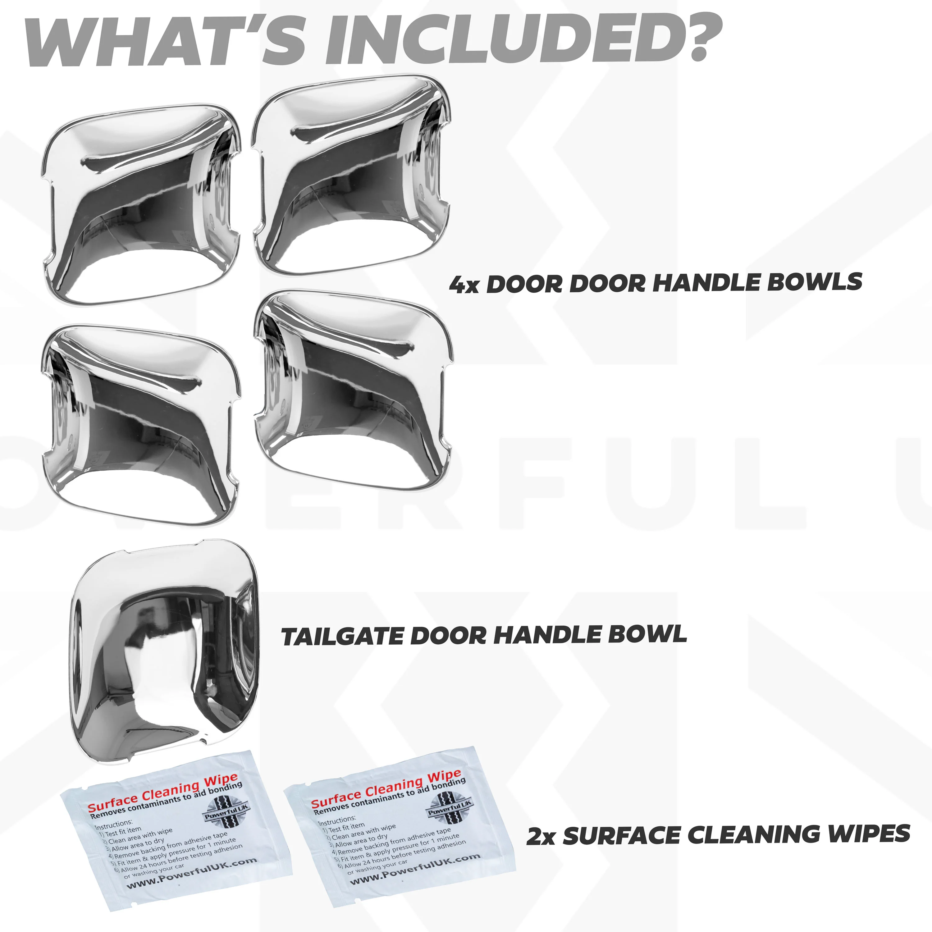 Door Handle Scuff Plates (5pc) for Land Rover Defender L663 110/130 (4 door) - Chrome - Image 3