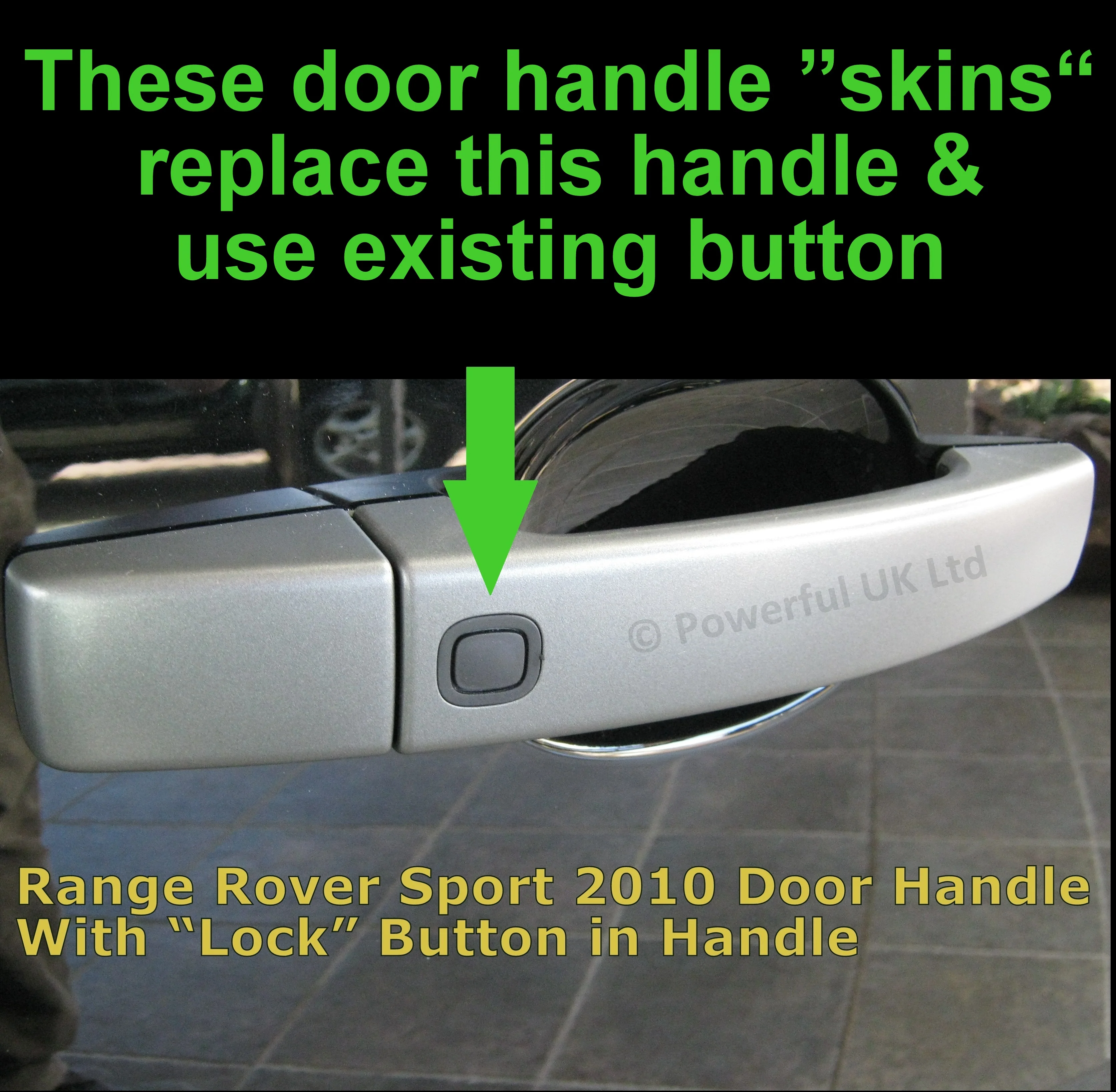 Door Handle "Skins" for Range Rover Sport L320 2010 on (with hole for button) - Gloss Black - Image 5