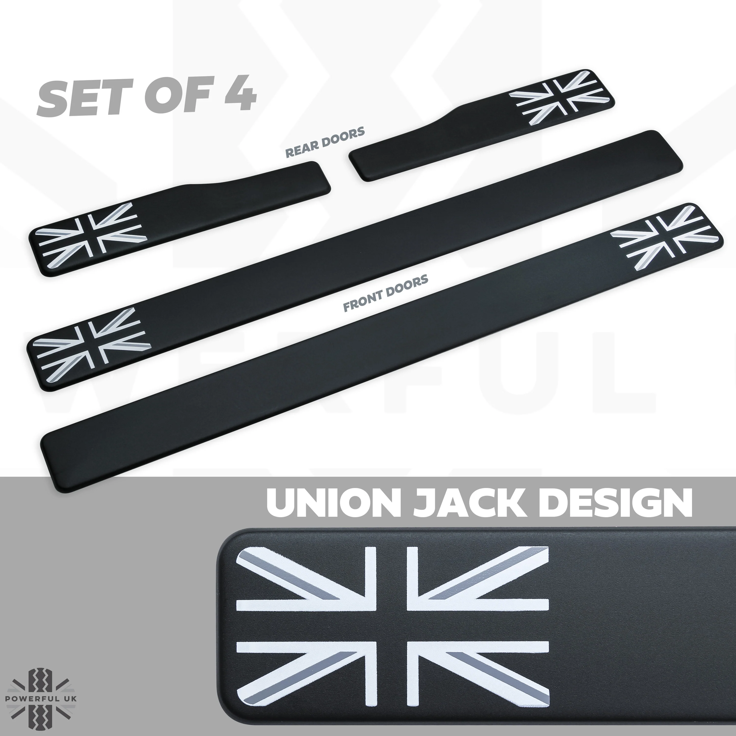 Door Scuff Plate Insert Set - Black + Union Jack for Range Rover Evoque - Image 2