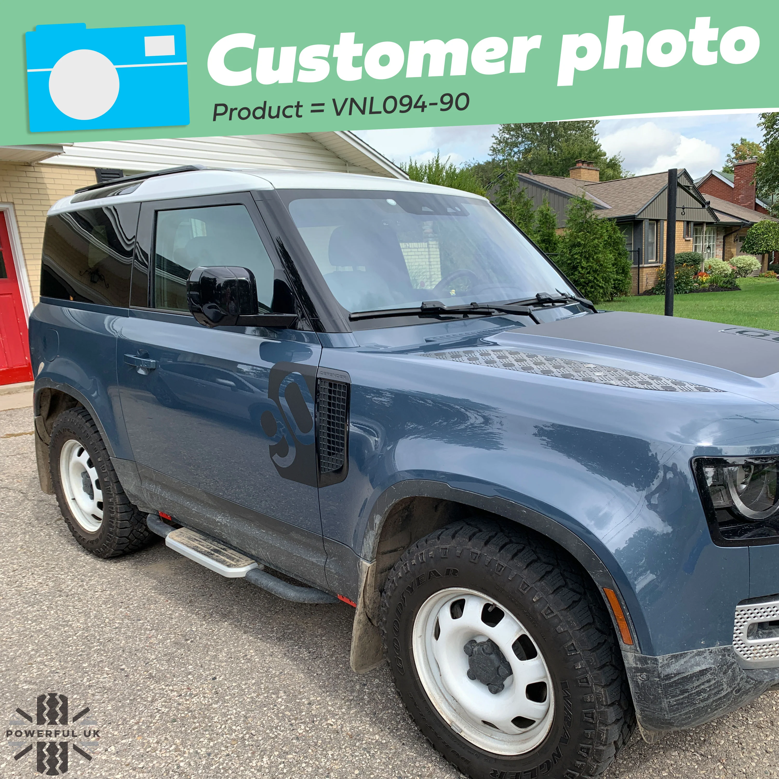 Door/Side Vent Decal Kit 'Rotated 90' - Matte Black for Land Rover Defender L663 - Image 9