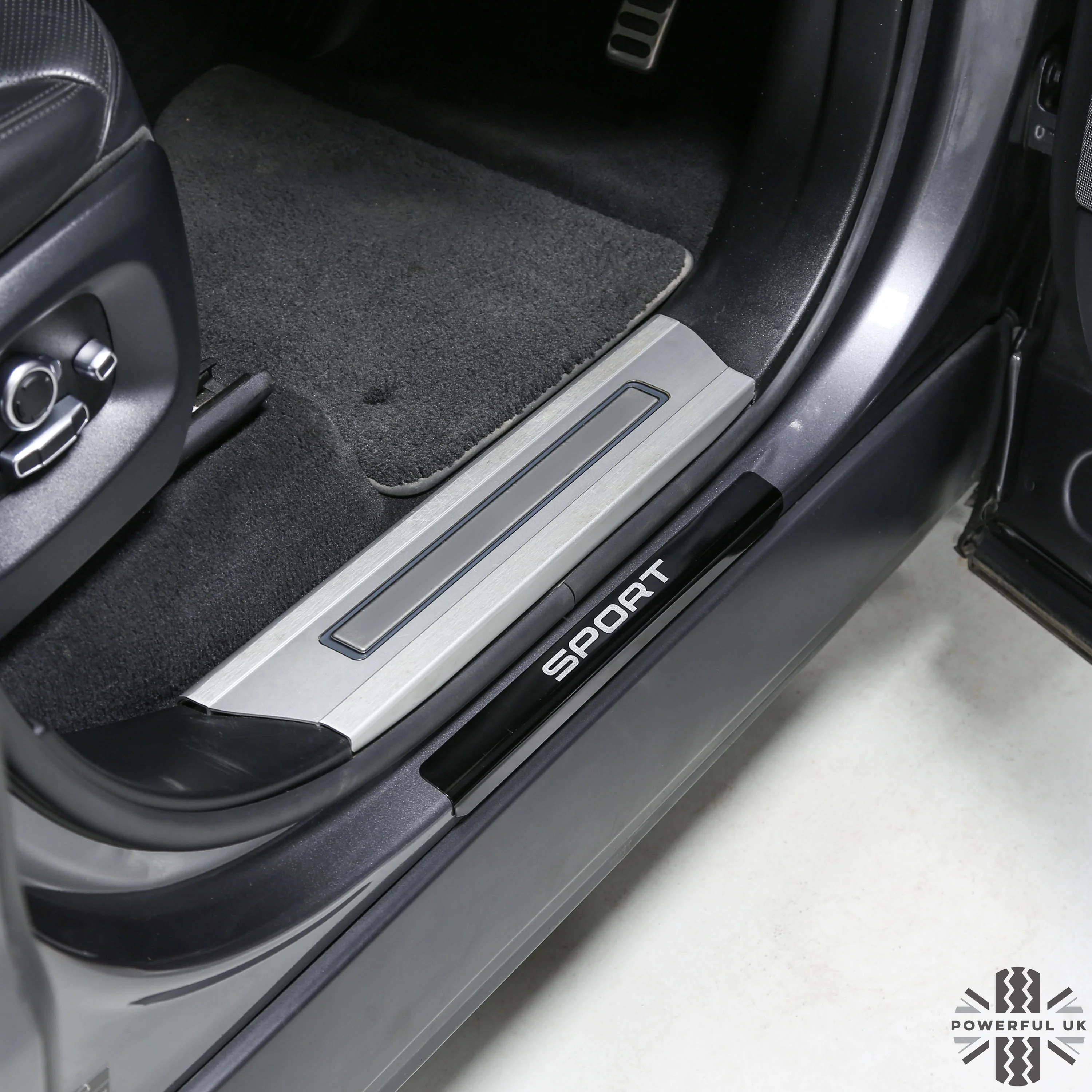 Door Sill Covers in Black with Silver Sport Logo for Range Rover Sport L494 - Image 4