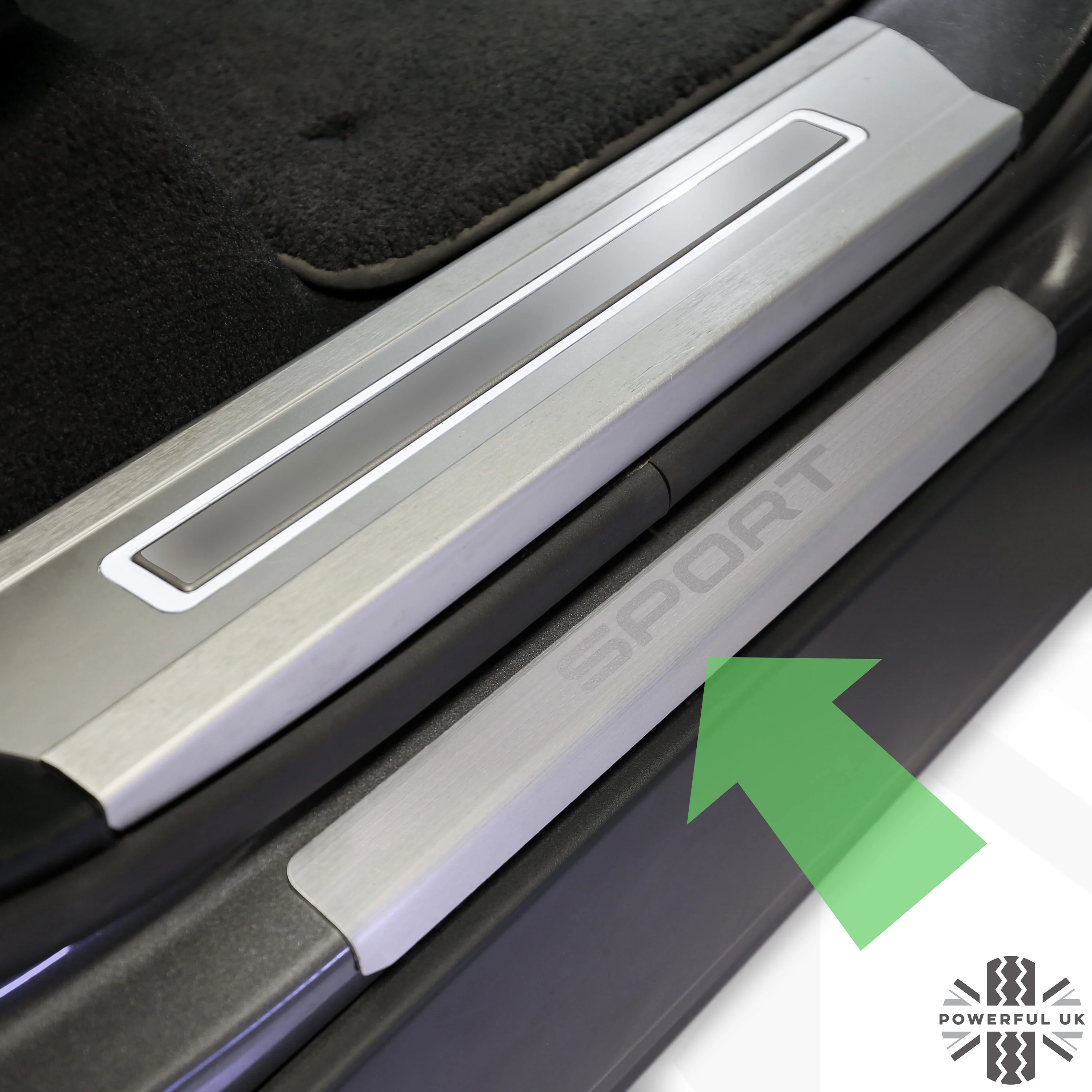 Door Sill Covers in Brushed Aluminium with Sport Logo for Range Rover Sport L494 - Image 3