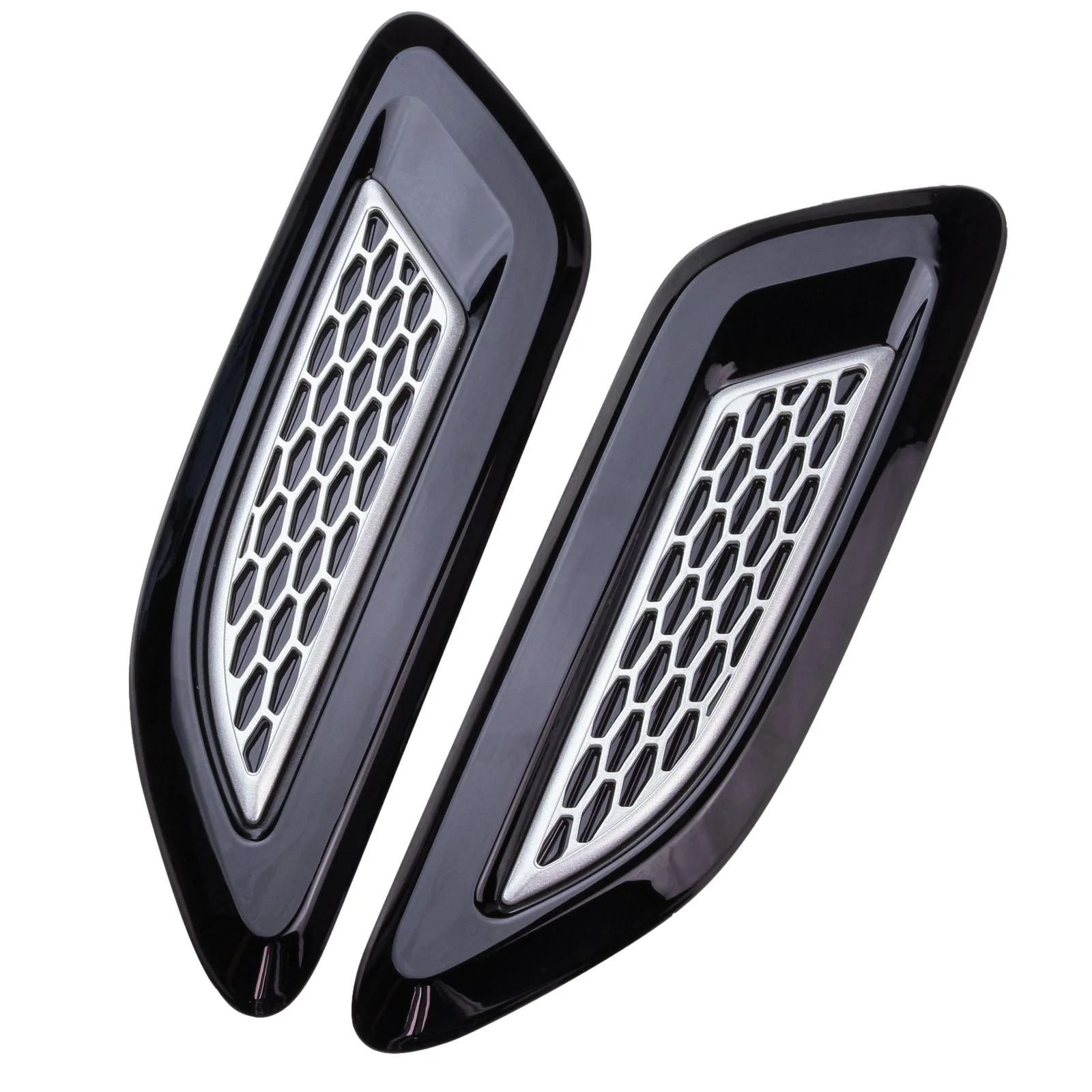 Dummy Bonnet Vents (Flat Type) - Pair- Black & Silver
