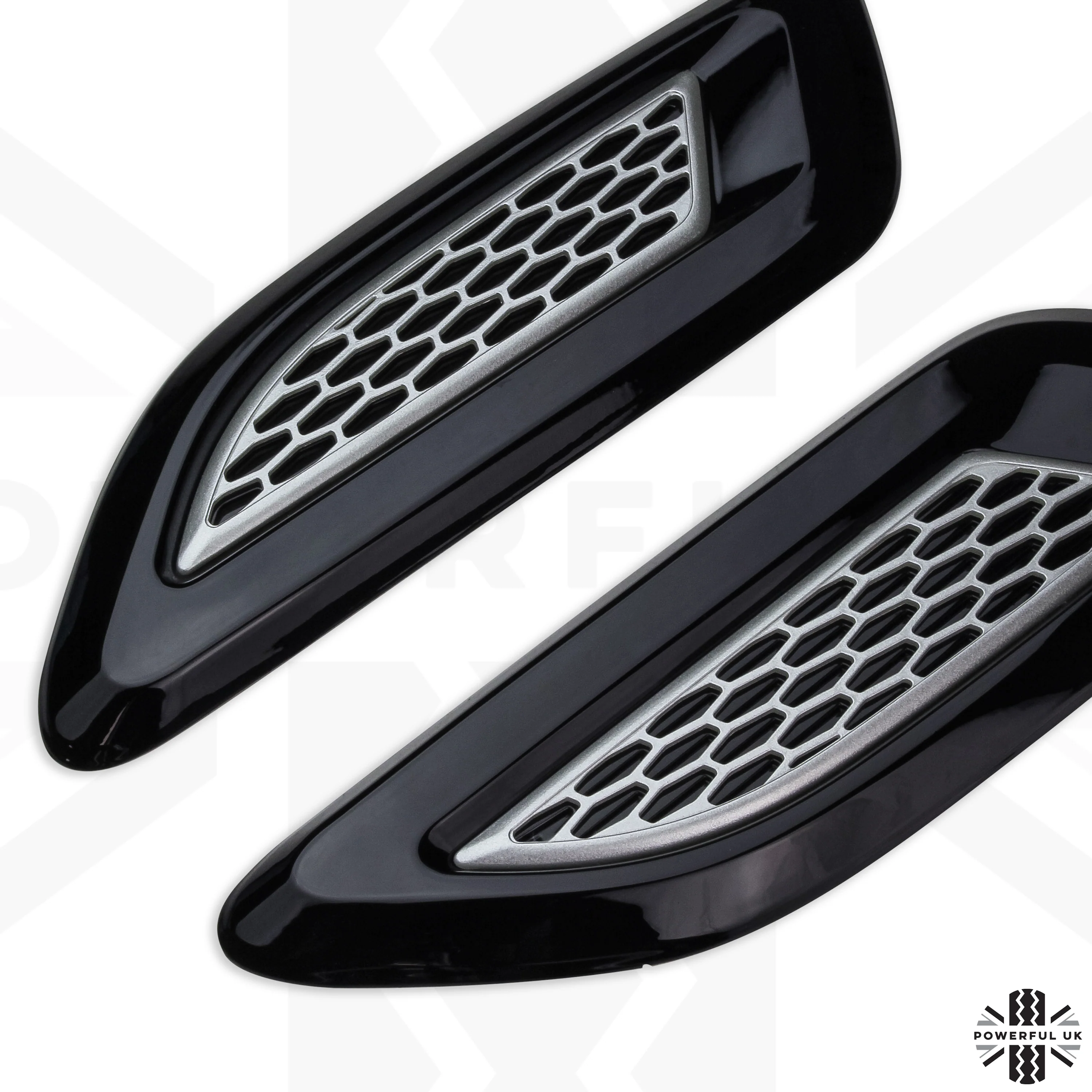 Dummy Bonnet Vents (Flat Type) - Pair- Black & Silver - Image 3