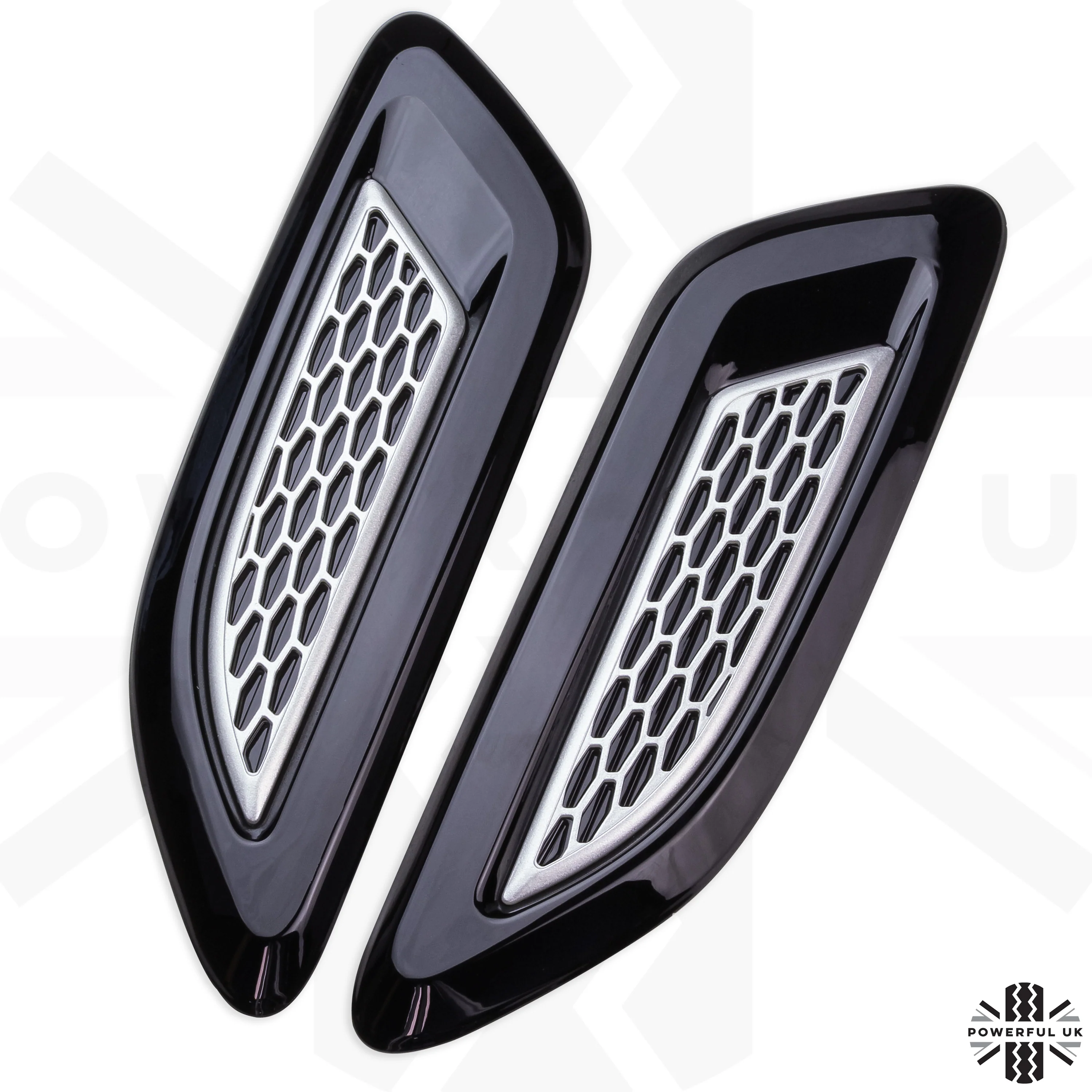 Dummy Bonnet Vents (Flat Type) - Pair- Black & Silver - Image 7
