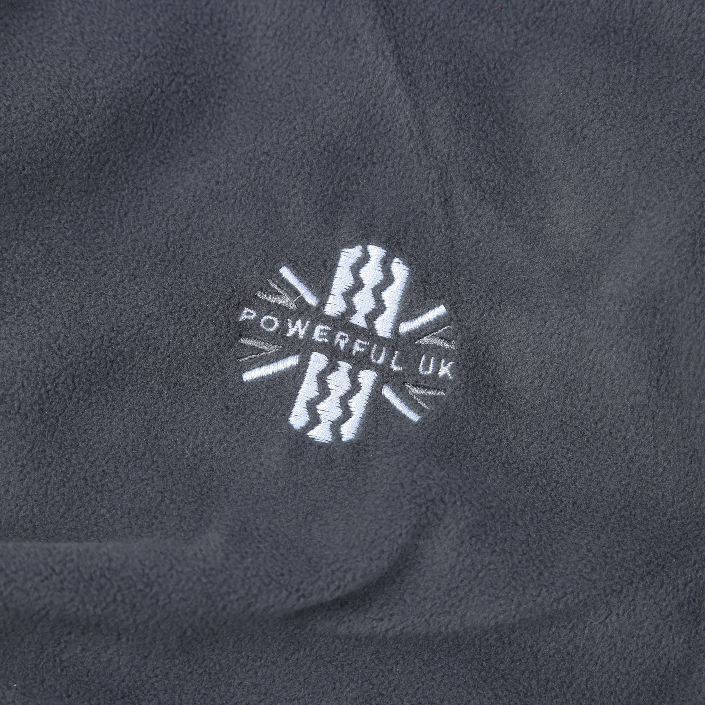 Embroidered Fleece Powerful UK Ltd "Merch" - Seal Grey - XL - Image 4
