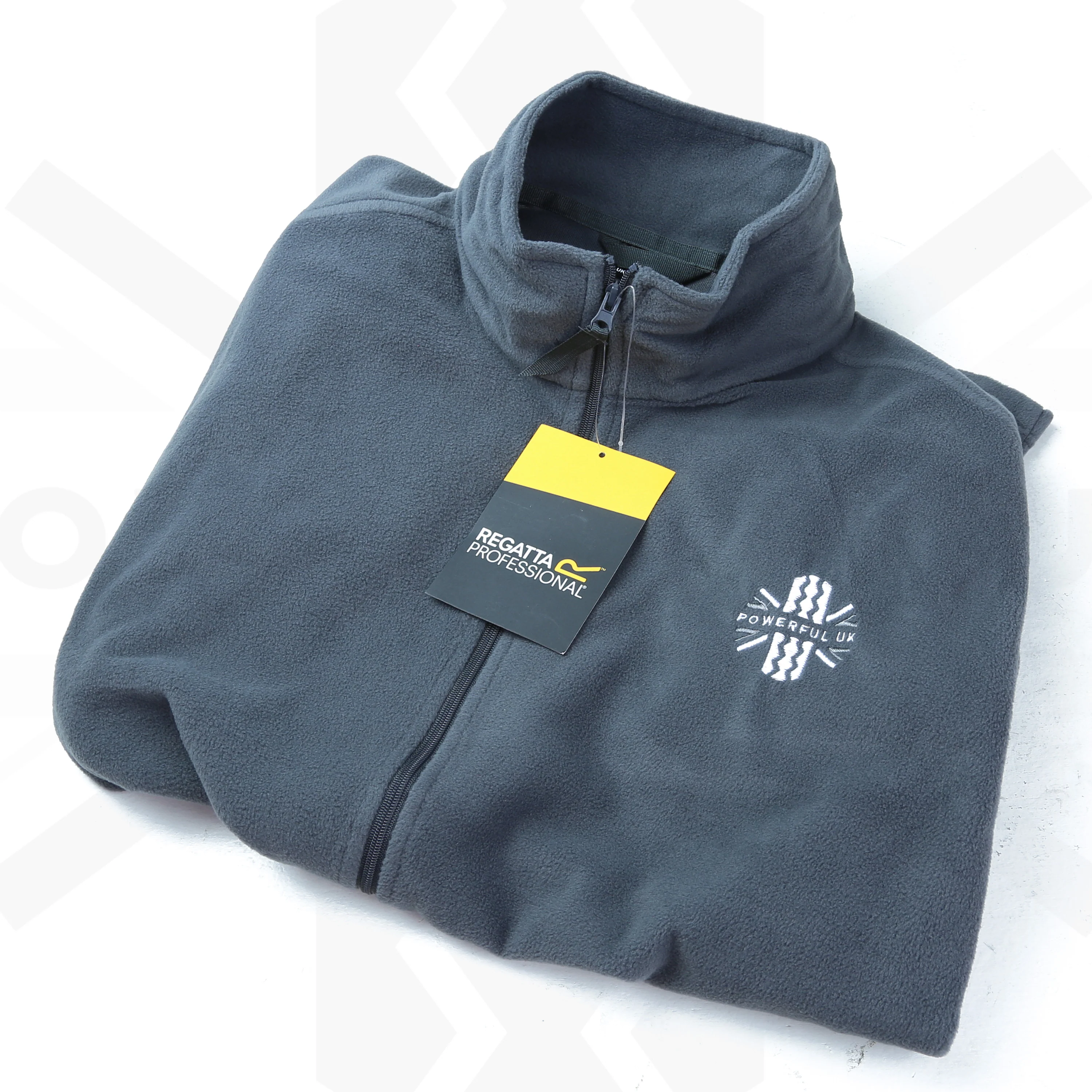 Embroidered Fleece Powerful UK Ltd "Merch" - Seal Grey - XXL - Image 4