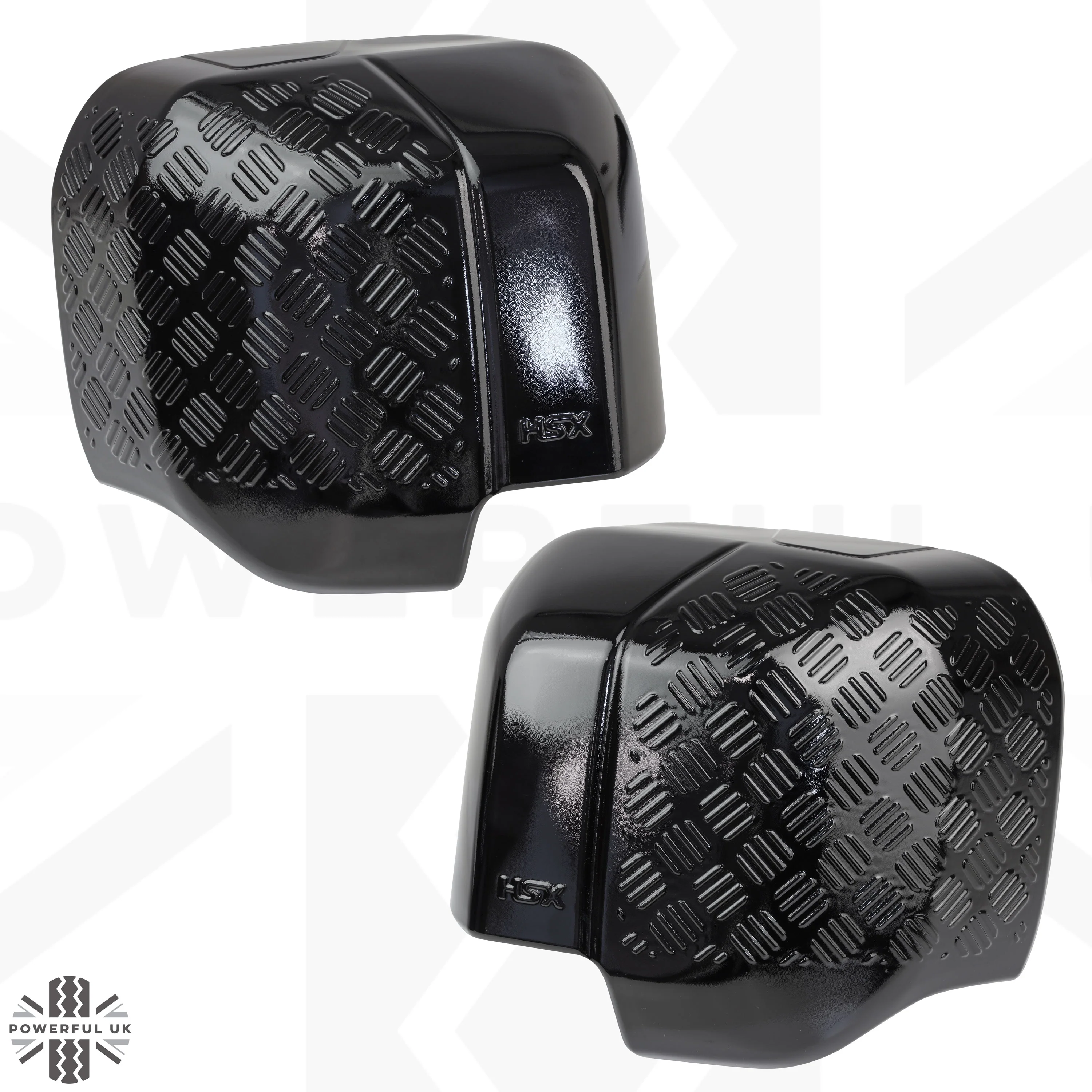 Extended Mirror Covers Chequer Plate for Land Rover Defender L663 - Gloss Black - Image 3